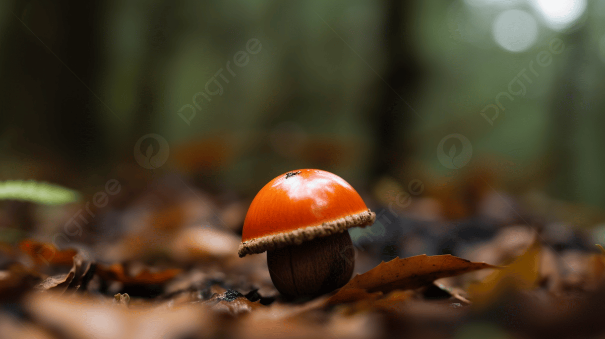 Red Mushroom In A Forest In Autumn Background, Acorn With Cap, HD Photography Photo, Mushroom Background Image And Wallpaper for Free Download