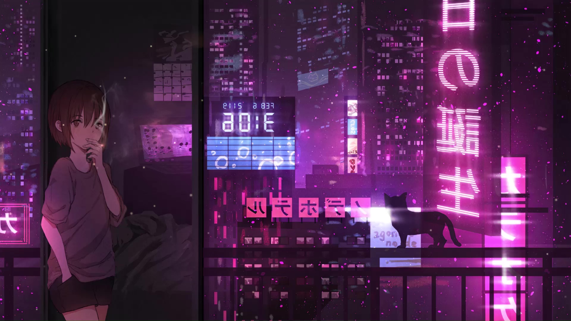 Anime Girl Smoking Live Wallpaper