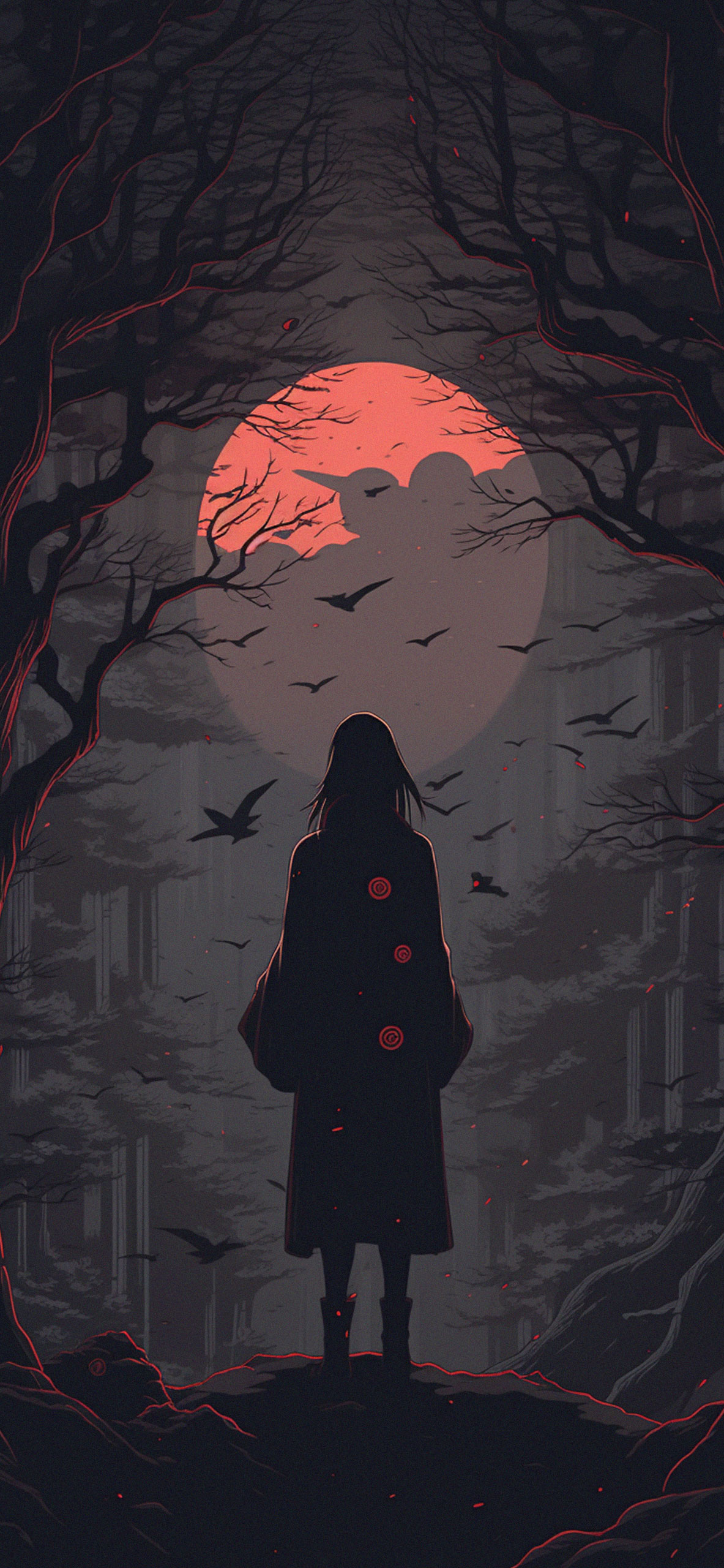 Naruto Itachi Uchiha in Dark Forest Wallpaper