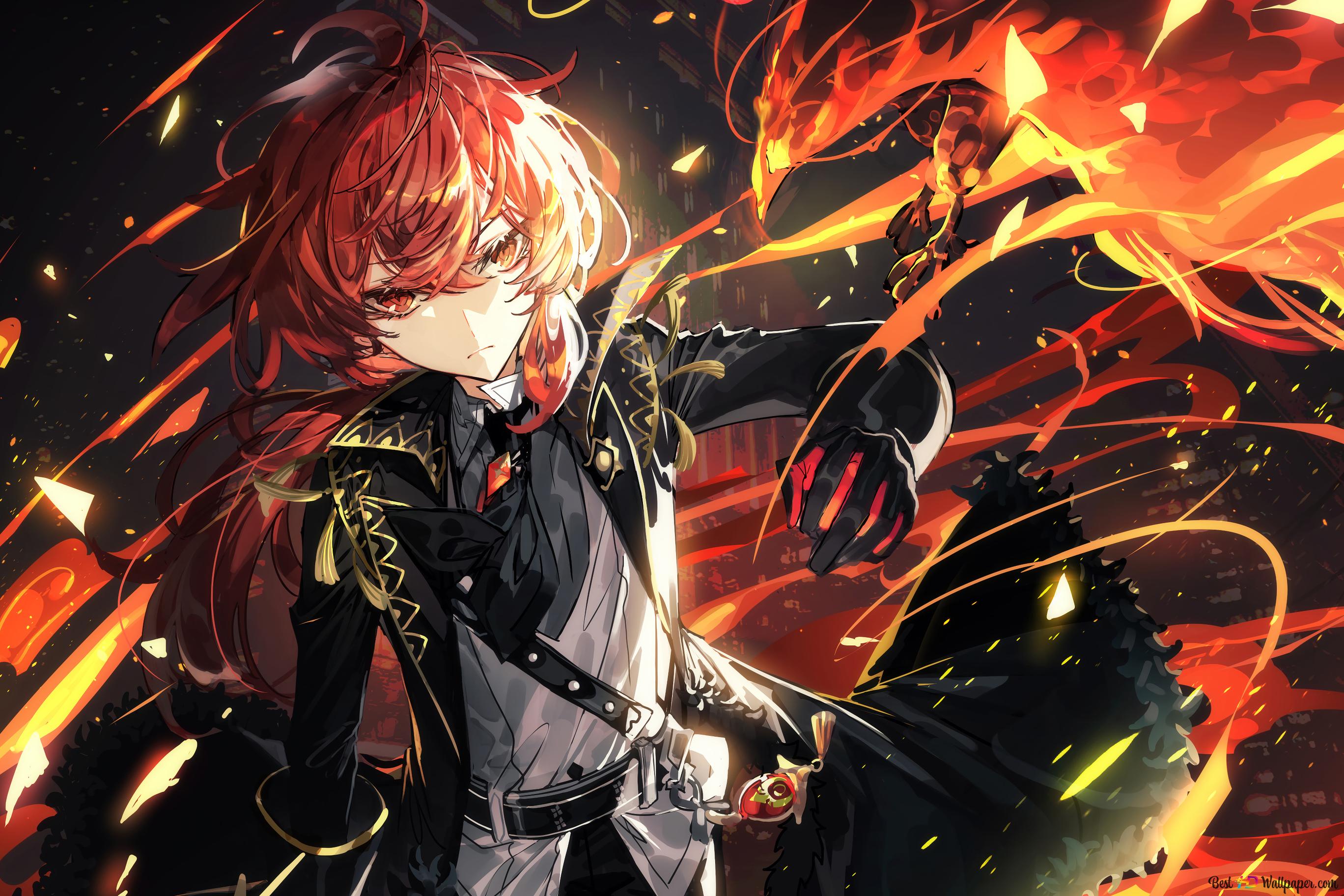 Diluc Impact (Anime Video Game) 4K wallpaper download