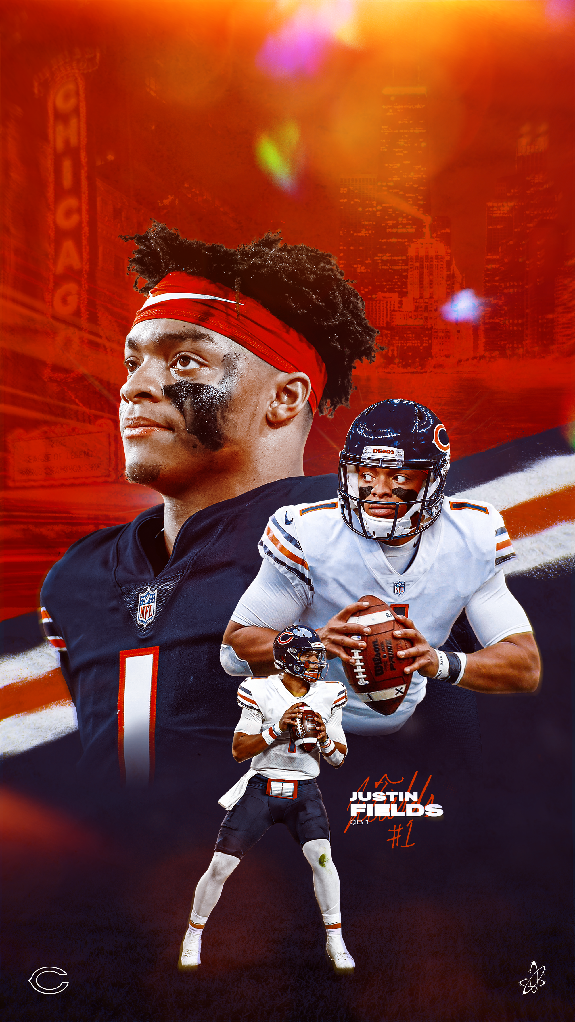 Justin Fields Chicago Bears Phone Wallpaper (As Requested)