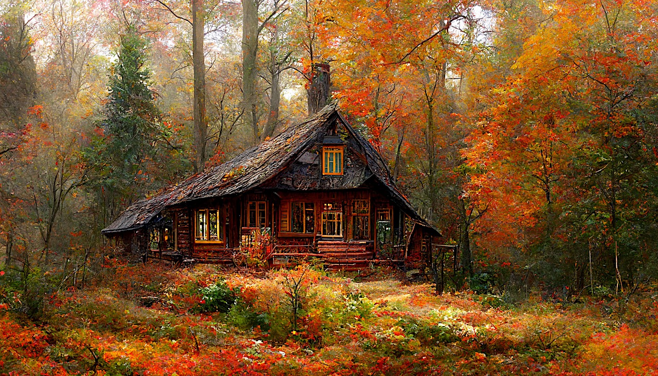60,Free Cabin Fall & Cabin Image