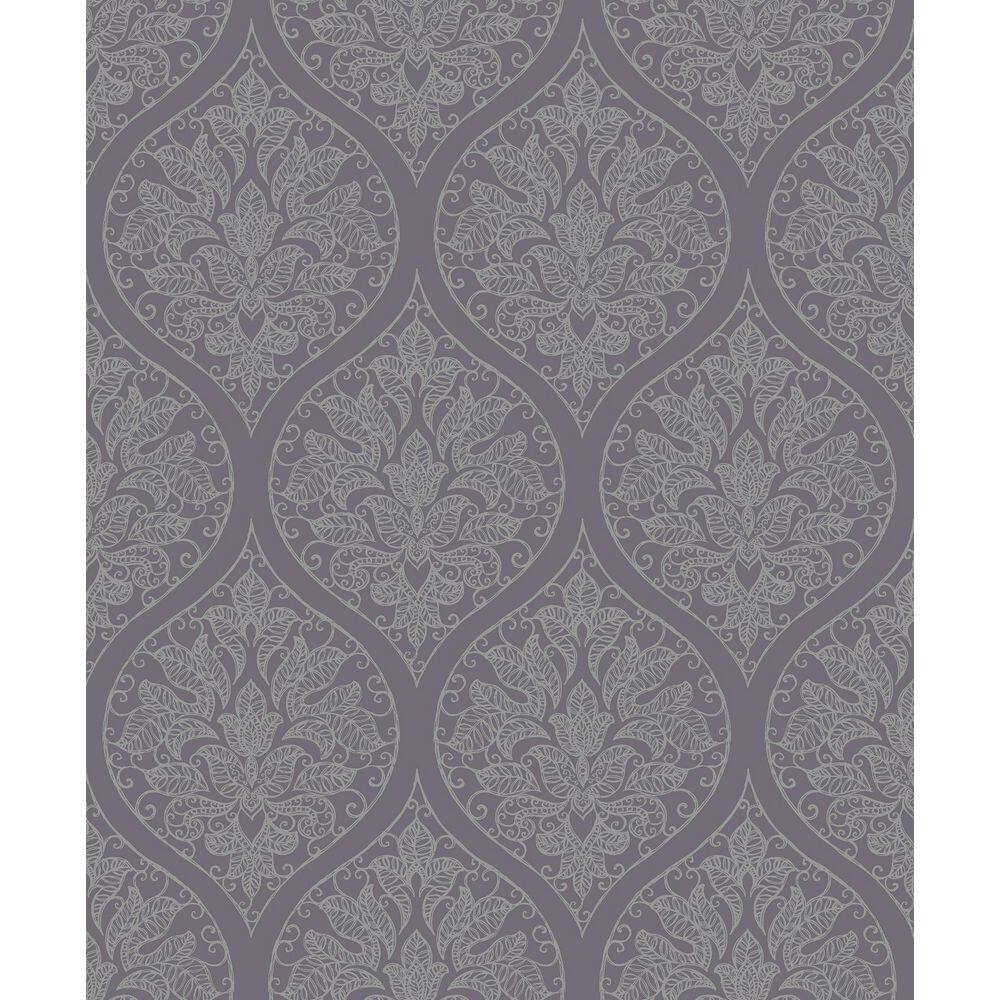 Emporium Collection Purple And Silver Ogee Embossed Metallic Finish Non Woven Wallpaper Roll 7008 Home Depot