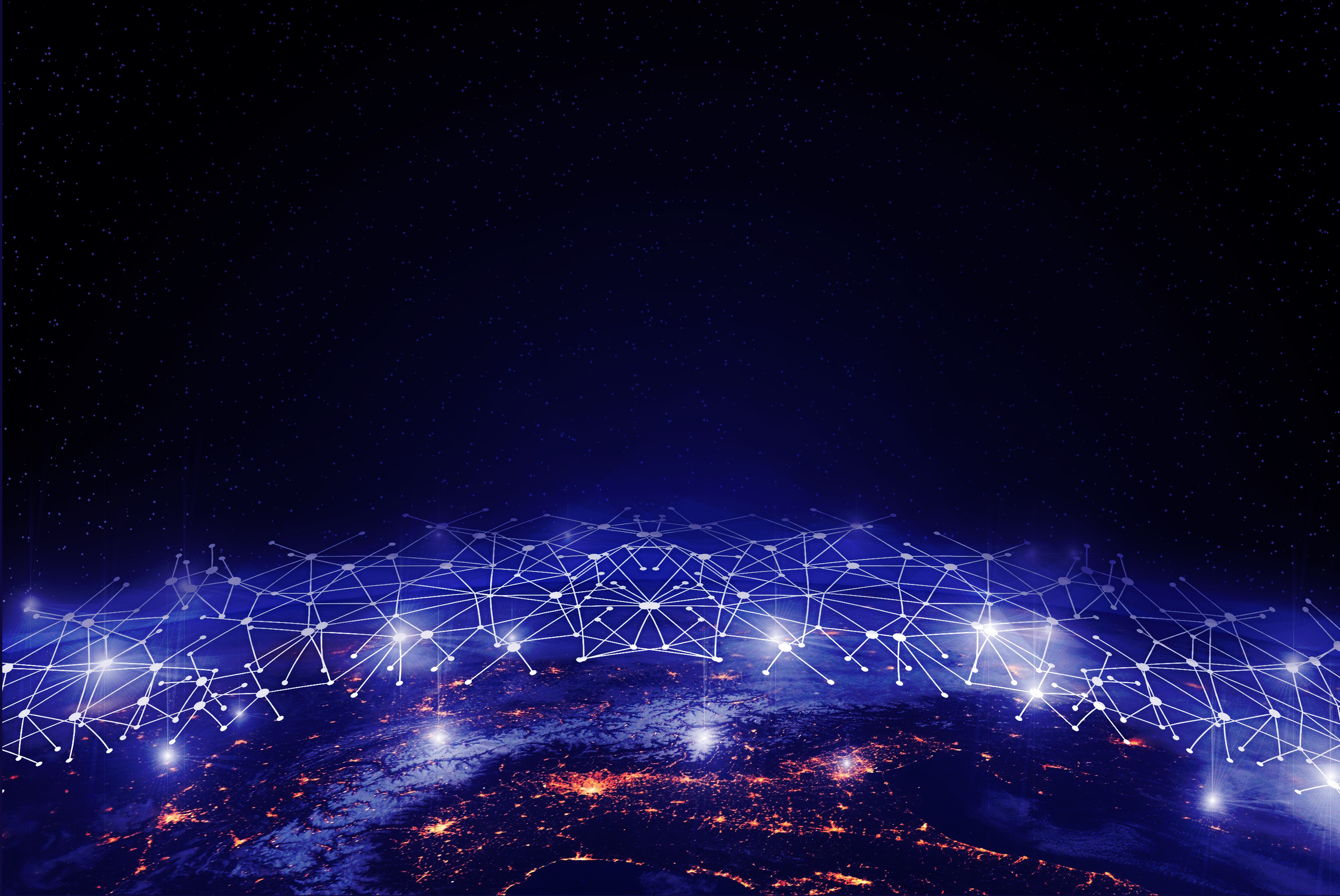 Earth Wallpaper 4K, Night time, Space view, Network