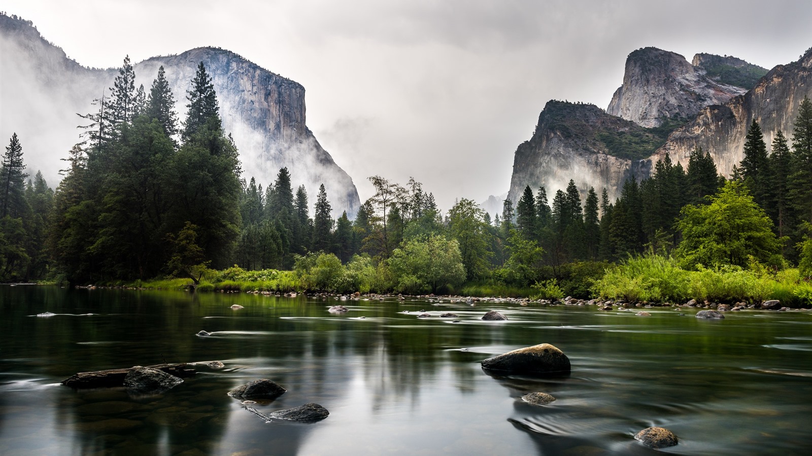 Wallpaper Yosemite National Park, California, USA, mountains, trees, river 1920x1200 HD Picture, Image
