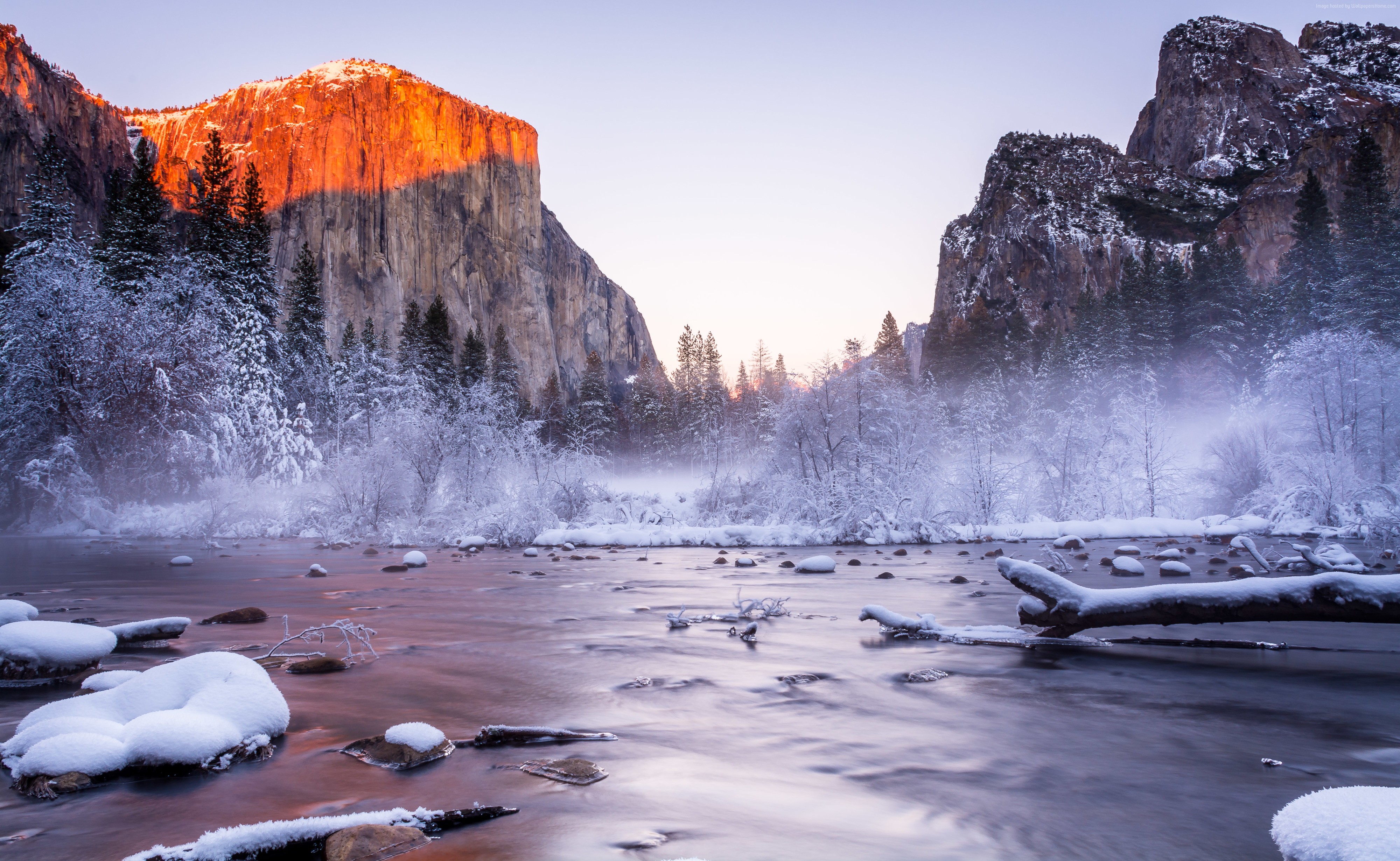 National Park, travel, USA, 5k, tourism, 4k, California, lake, Yosemite, winter, mountain Gallery HD Wallpaper