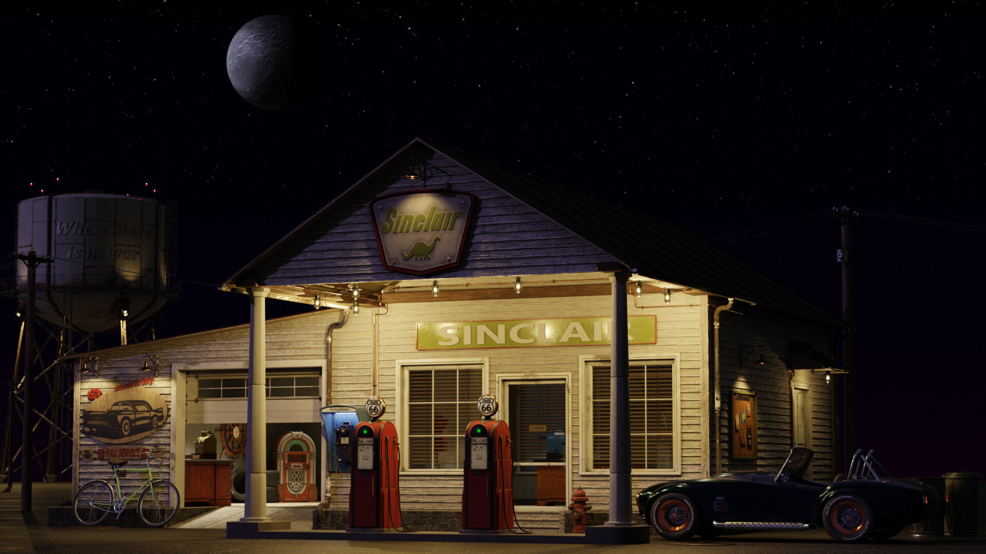 American old gas station Sinclair on route 66