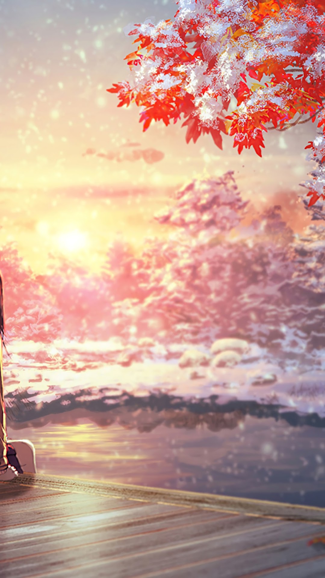 Anime, Scenery, Autumn, Sunset HD HD Phone Wallpaper