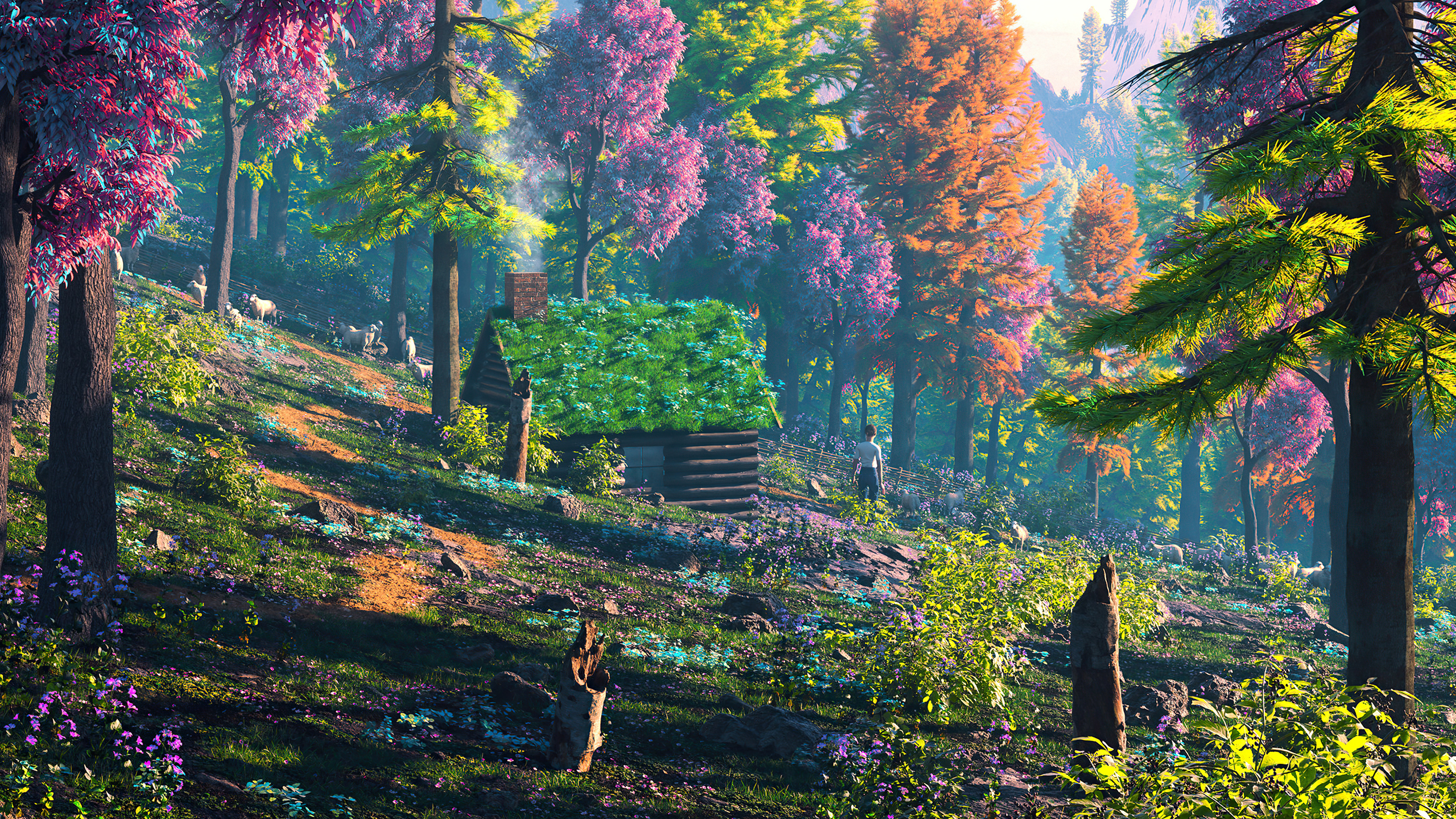 Autumn Forest Art 4k 1440P Resolution HD 4k Wallpaper, Image, Background, Photo and Picture