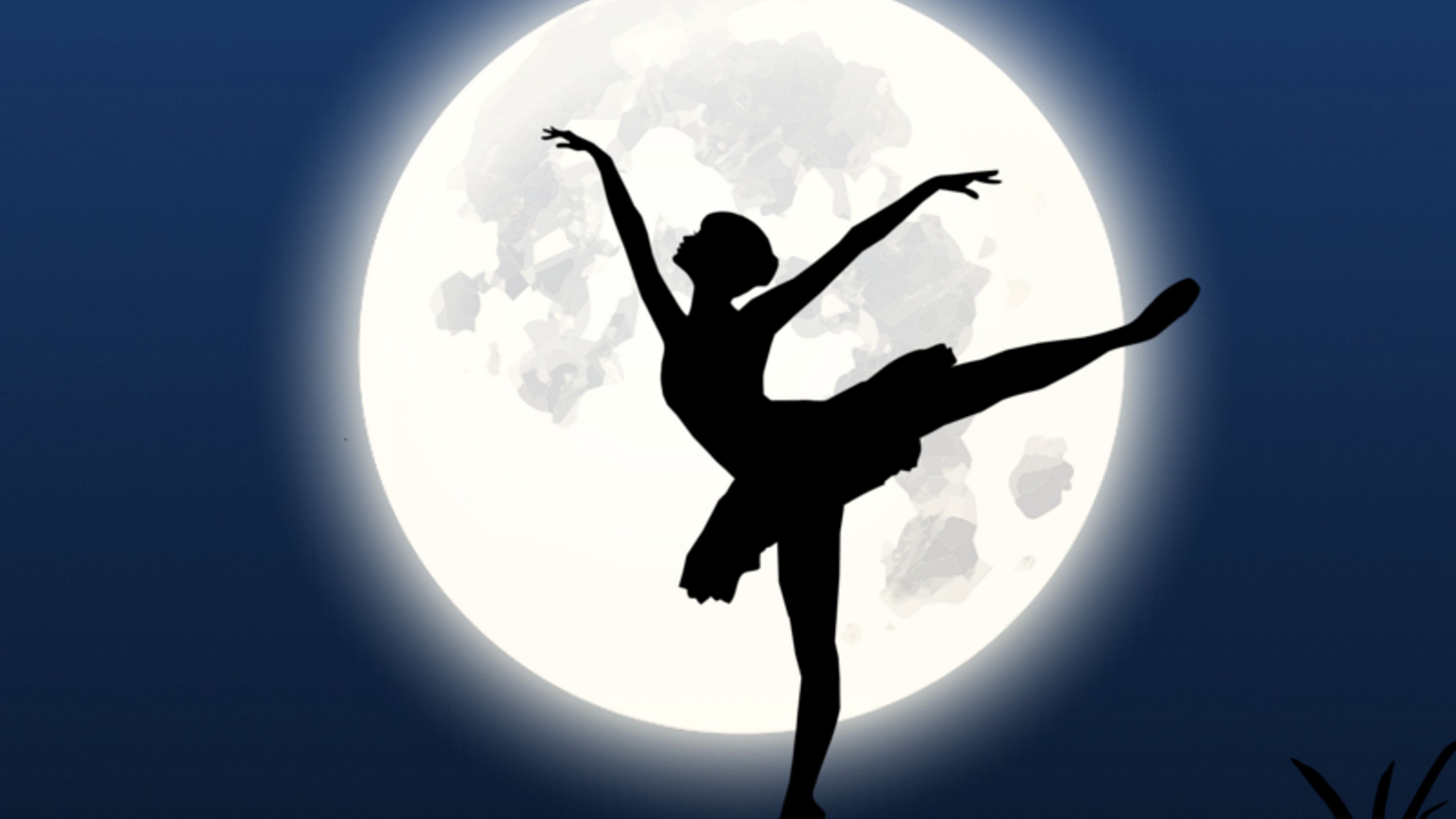 Download wallpaper 3840x2160 ballerina, silhouette, moon, dance 4k uhd 16:9 HD background