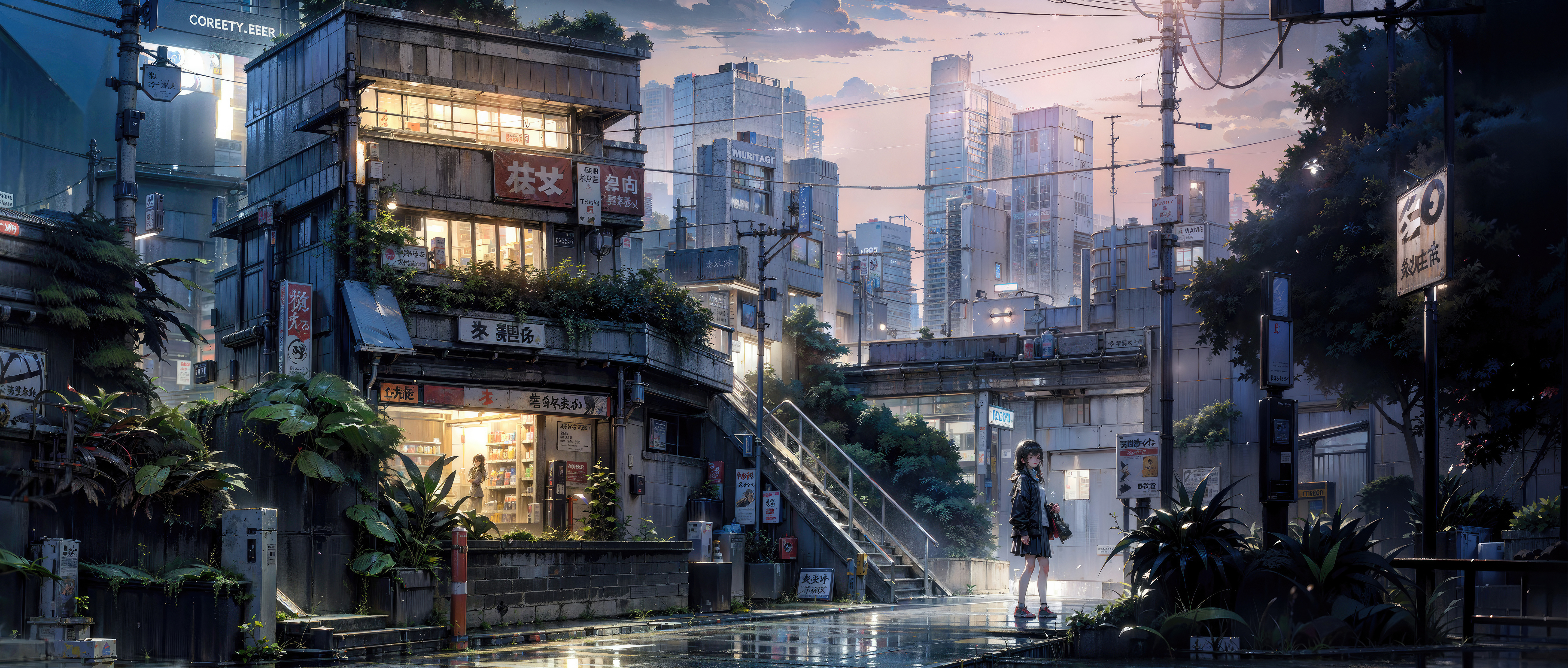 Anime Girl Street Side Shore, HD Anime, 4k Wallpaper, Image, Background, Photo and Picture