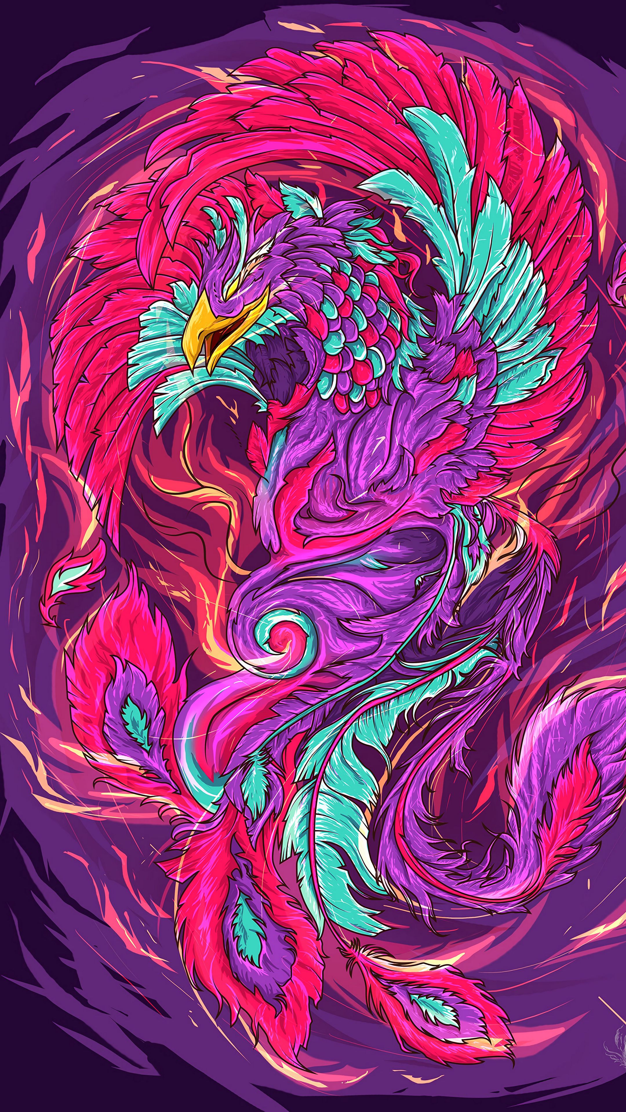 Wallpaper Phoenix Bird, Phoenix, Painting, Paint by Number, Art, Background Free Image