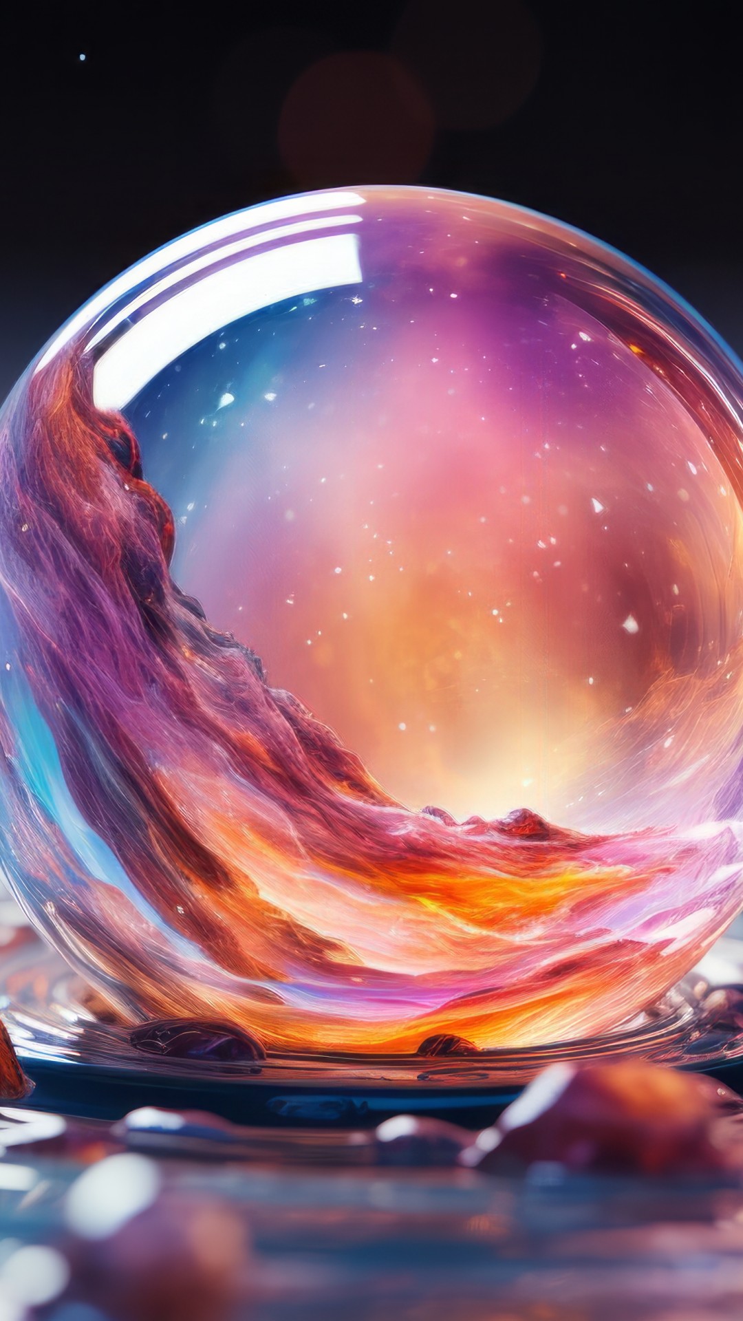 Wallpaper iPhone 15 pro, glass, colorful, OS