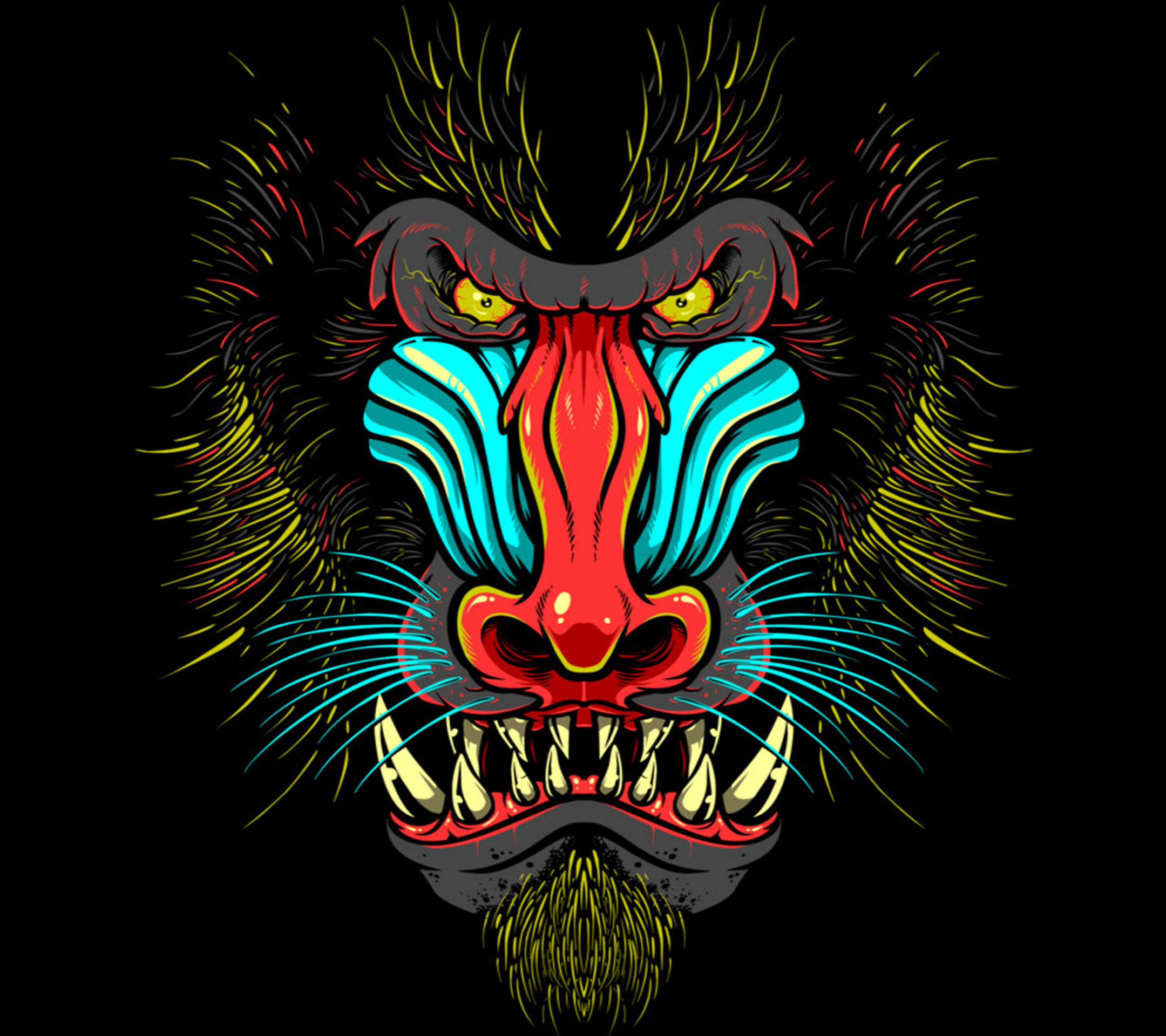 Wallpaper, face, illustration, cartoon, ART, gorilla, organ, rage 2160x1920