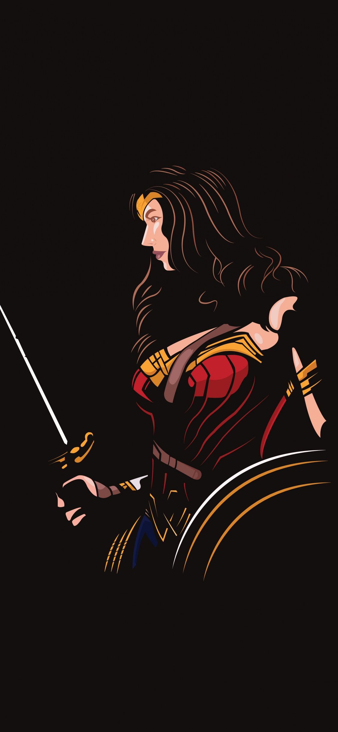 Wonder Woman, minimal, DC comics, superhero, art, 1125x2436 wallpaper. Wonder woman comic, Superman wonder woman, Superhero artwork