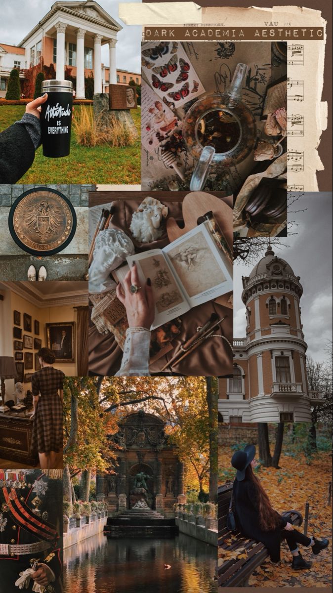 Dark academia autumn collage wallpaper. Dark academia wallpaper, Picture collage wall, Dark academia photo