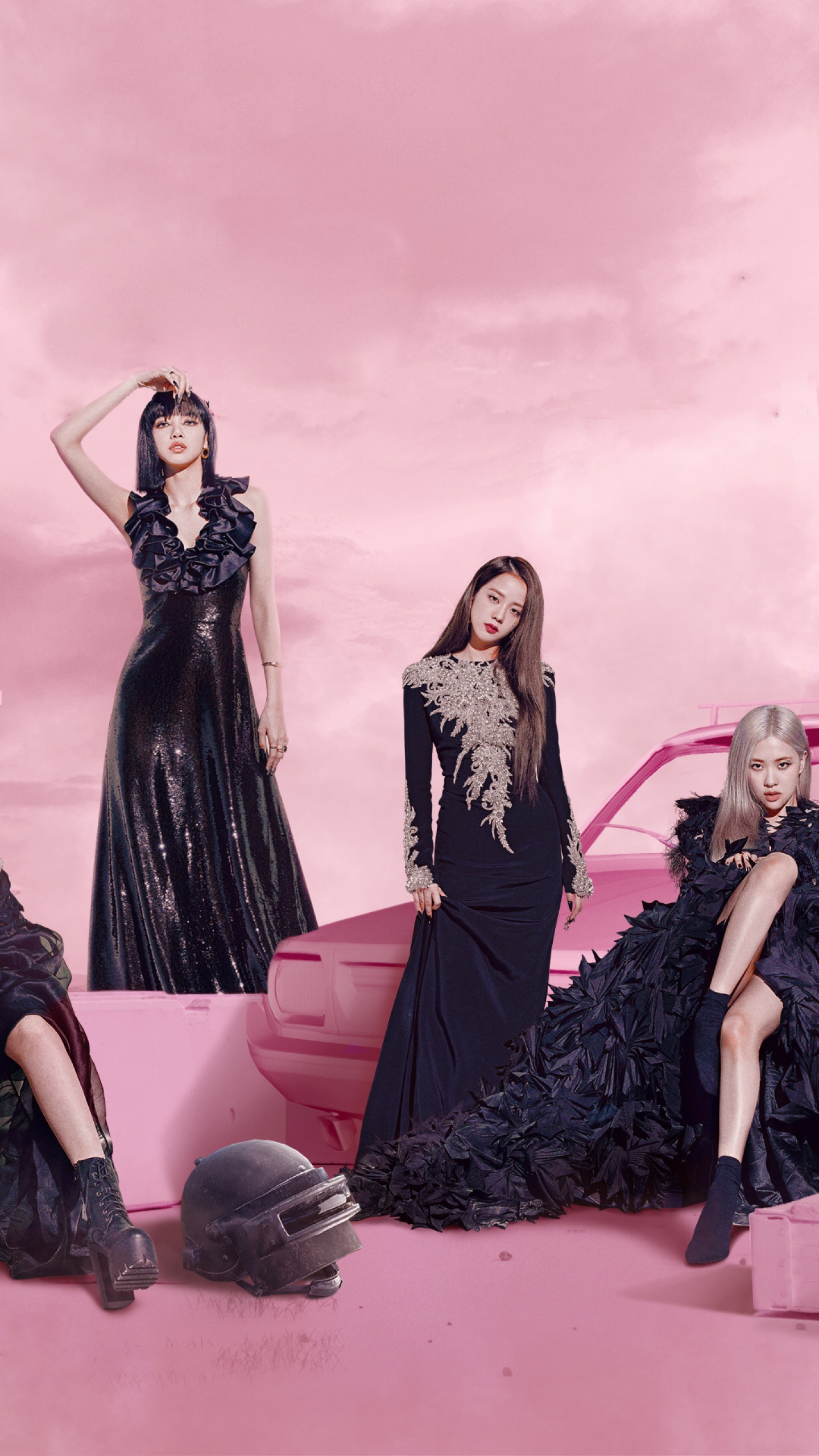 Blackpink Wallpaper 4K, PUBG MOBILE, Pink background