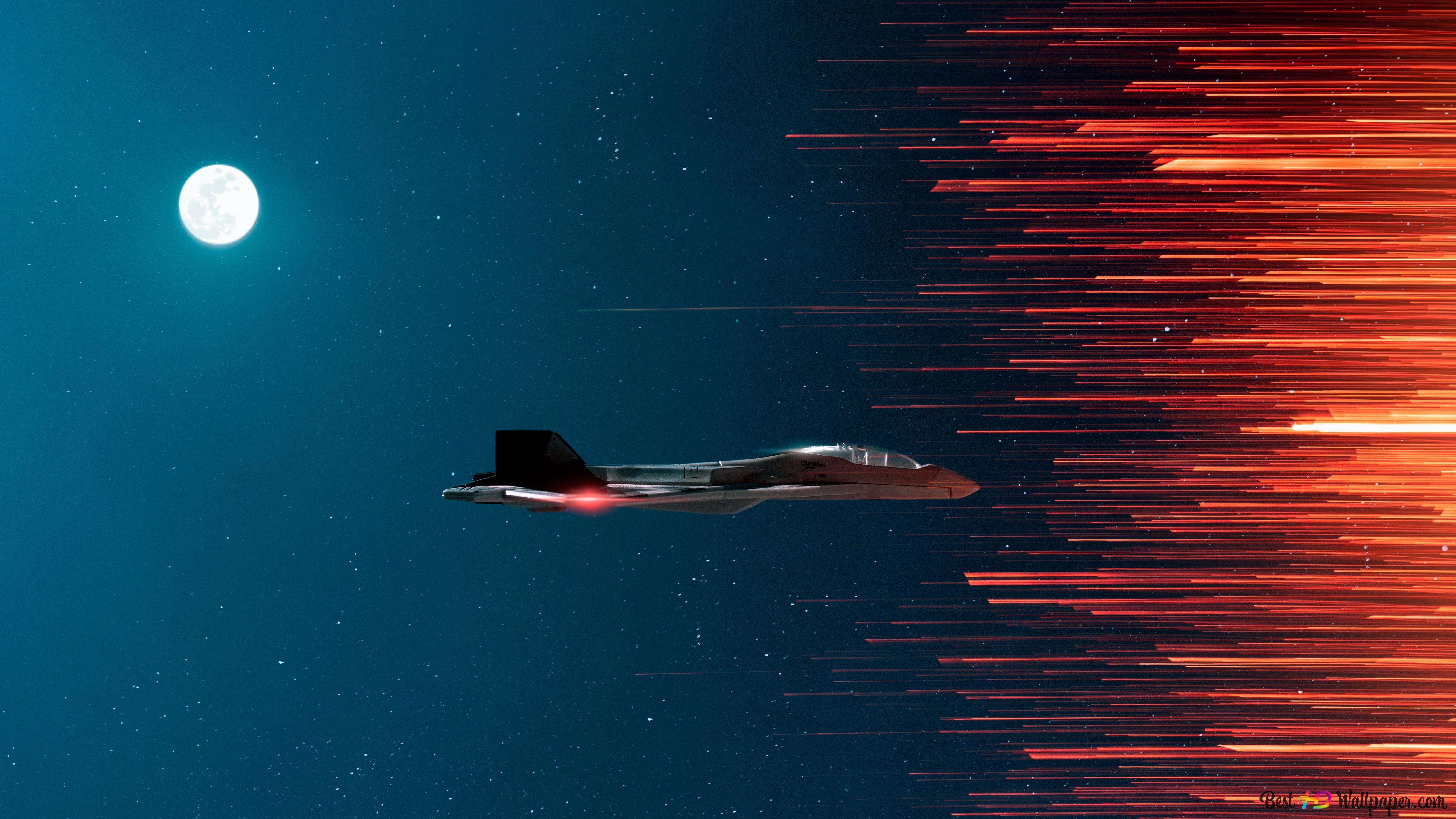 Futuristic airplane getting ready to go supersonic 4K wallpaper download