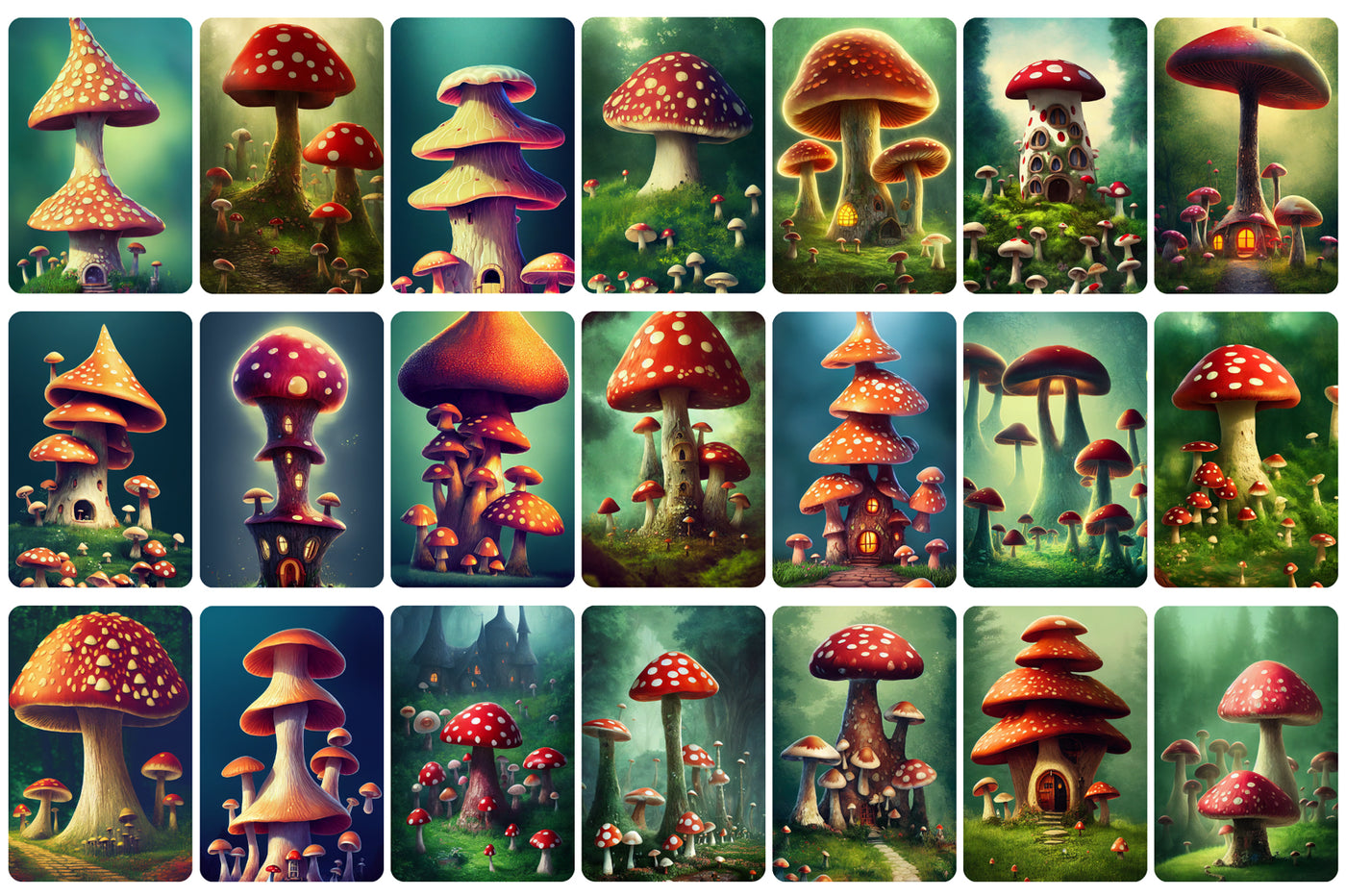 Fantasy Magic Wonderland Mushrooms Bundle