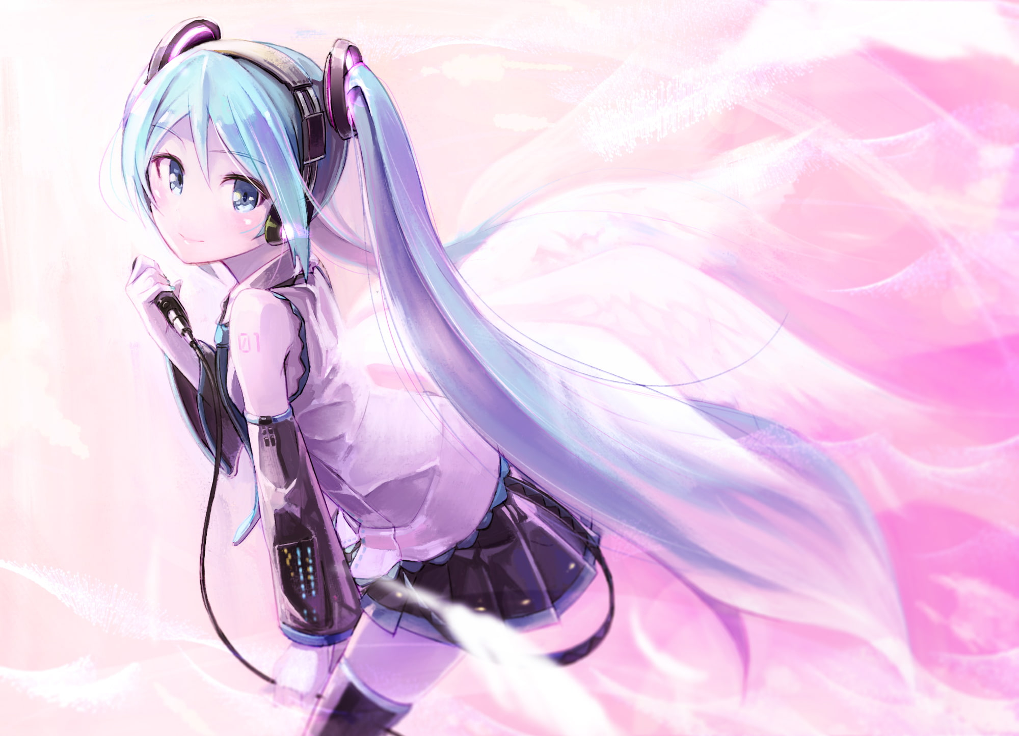 Hatsune Miku Wallpaper, Vocaloid, Pink Color, Close Up, Women, Indoors