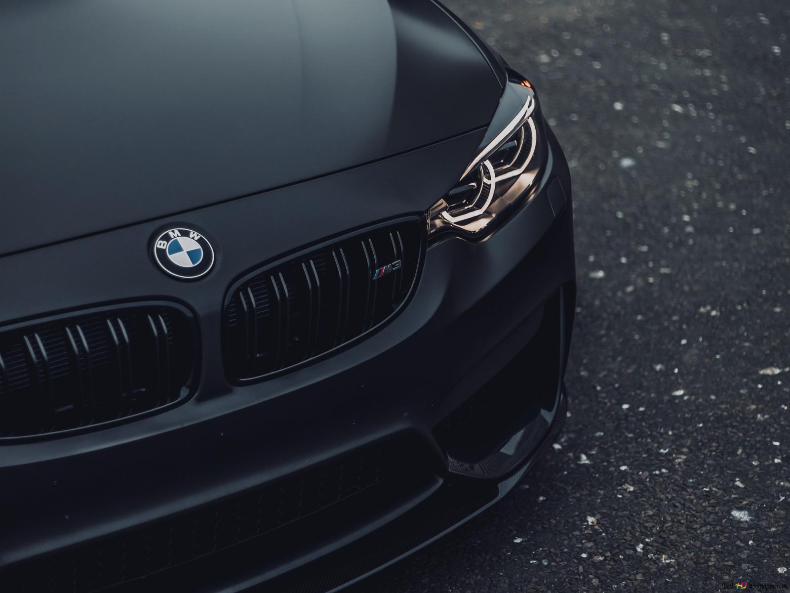Black BMW M3 sharp modern stance 4K wallpaper download