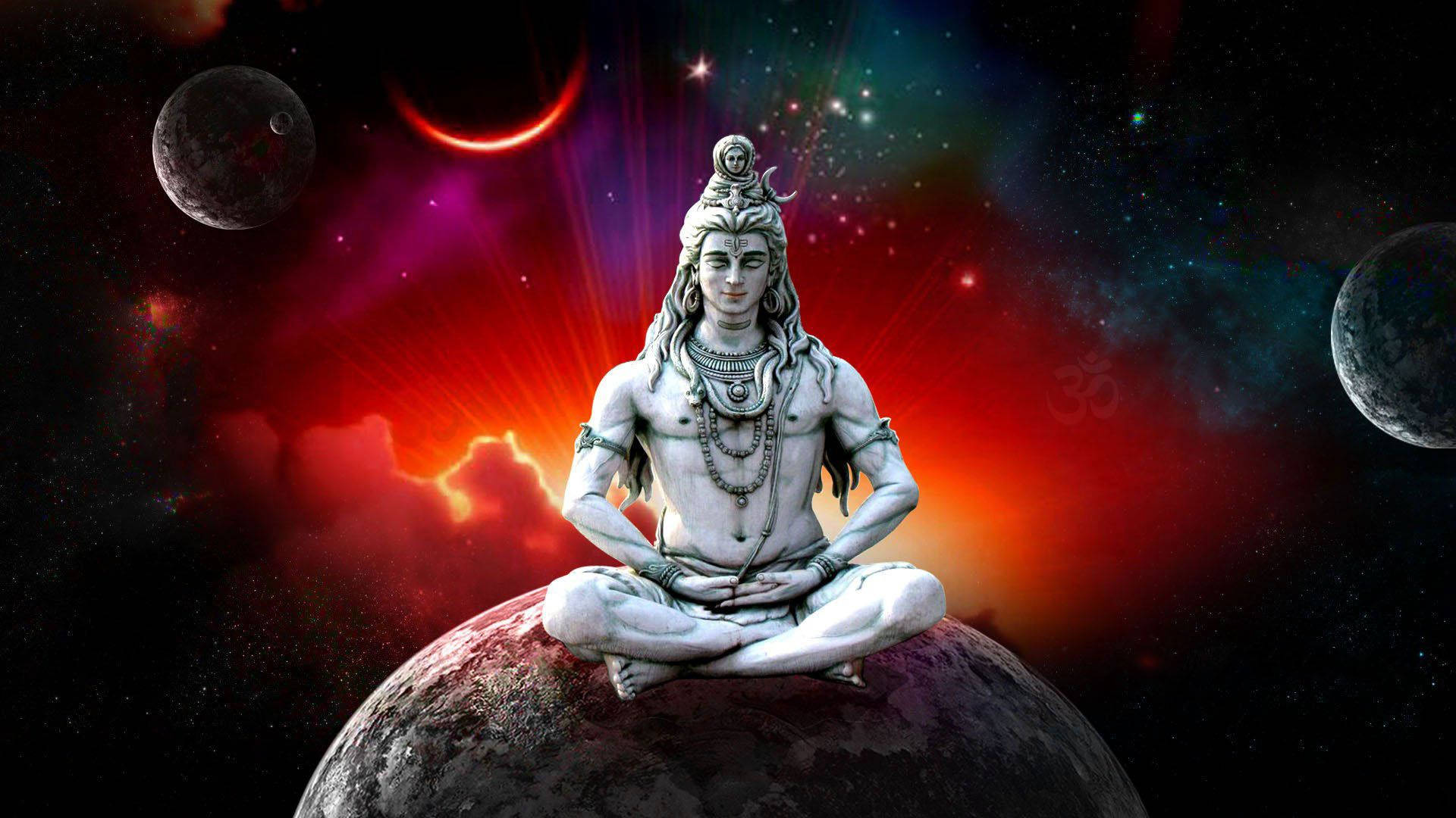 Download Lord Shiva On Top Of Planet Wallpaper