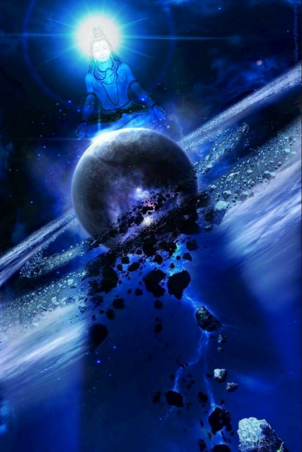 Lord Shiva as adiyogi in Brahmand Galaxy in creative art painting. Space art, Galaxy wallpaper, Wallpaper space