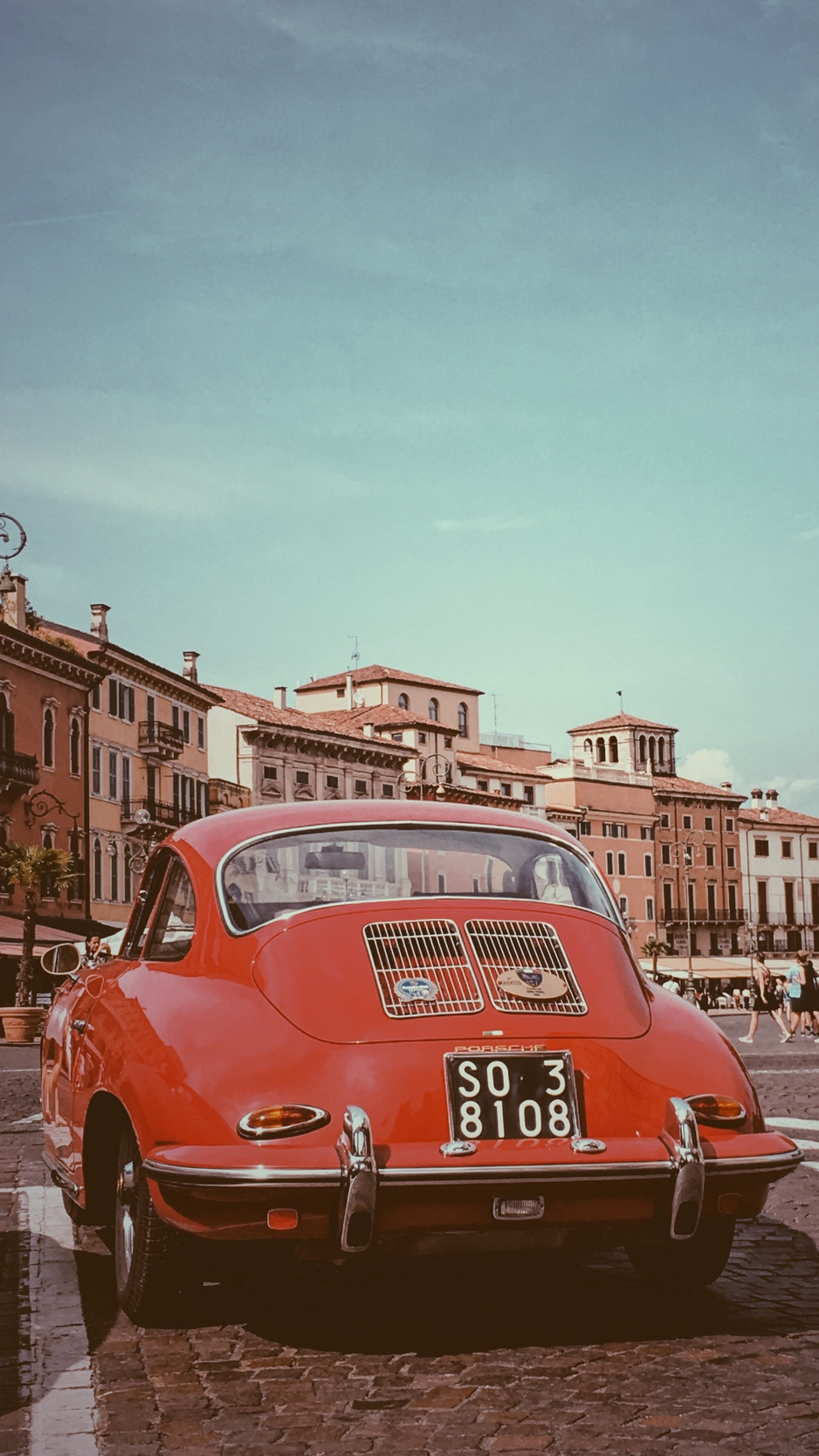 Download Wallpaper 938x1668 Porsche, Retro, Car, Red, Italy, Verona Iphone 8 7 6s 6 For Parallax HD Background. Red Wallpaper, Retro Wallpaper, Red Aesthetic