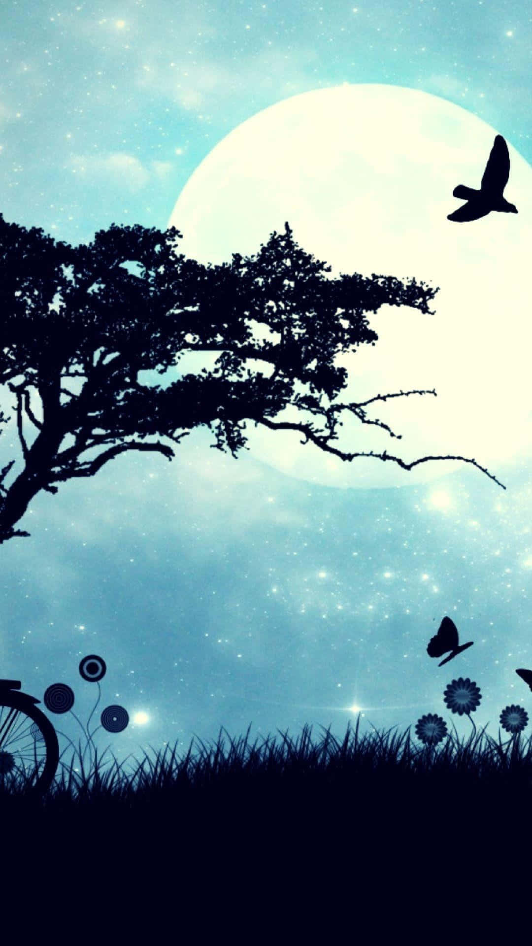 Download Silhouette Of Field At Night Nature Android HD Wallpaper