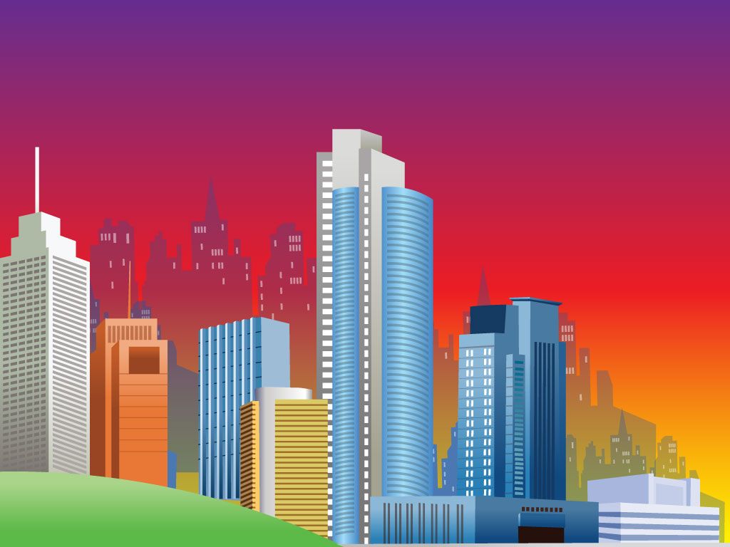 Cartoon City Skyline. City cartoon, City wallpaper, Cartoon building