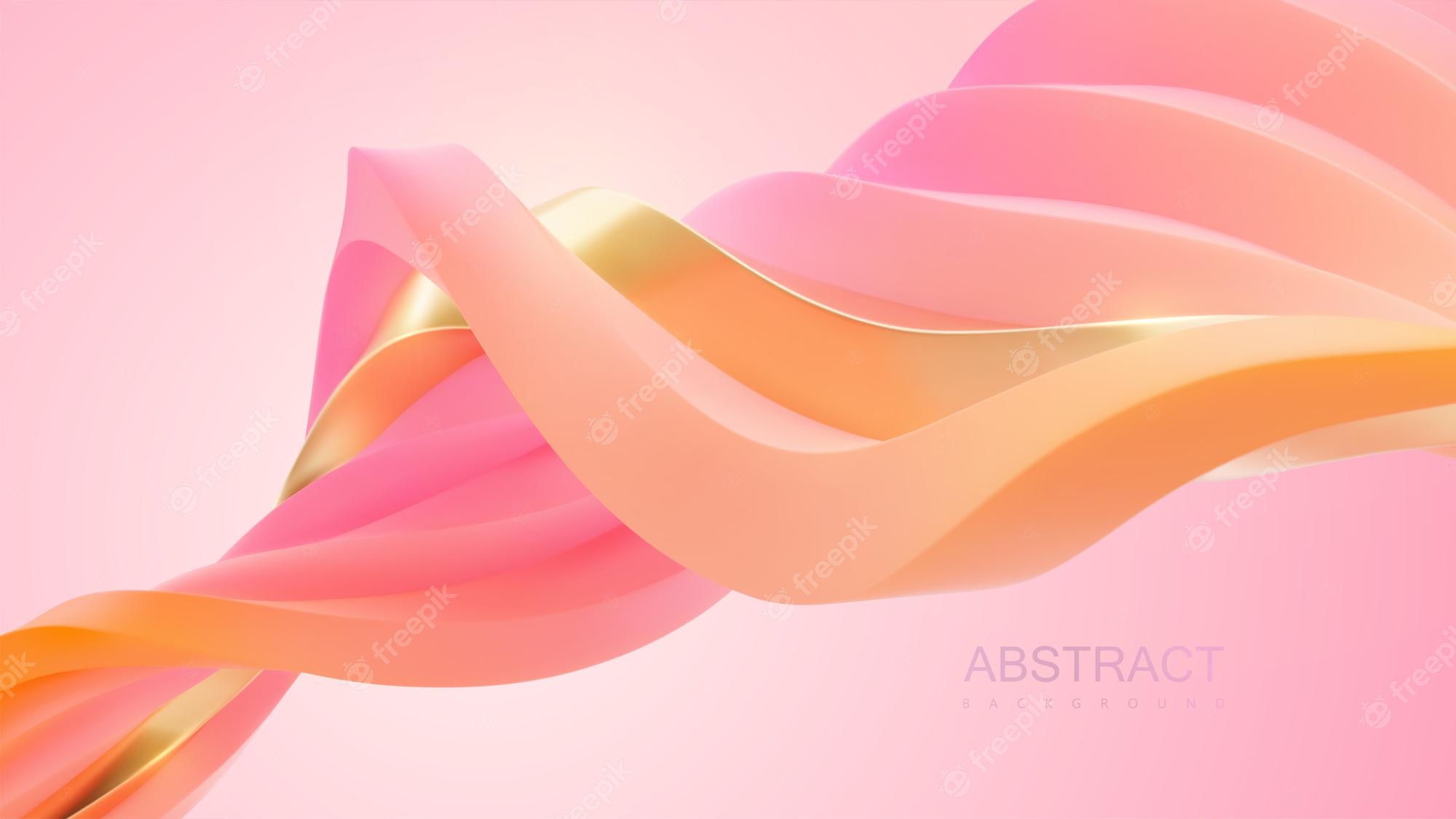 Premium Vector. Minimalist abstract wallpaper with wavy intertwined pastel pink shape