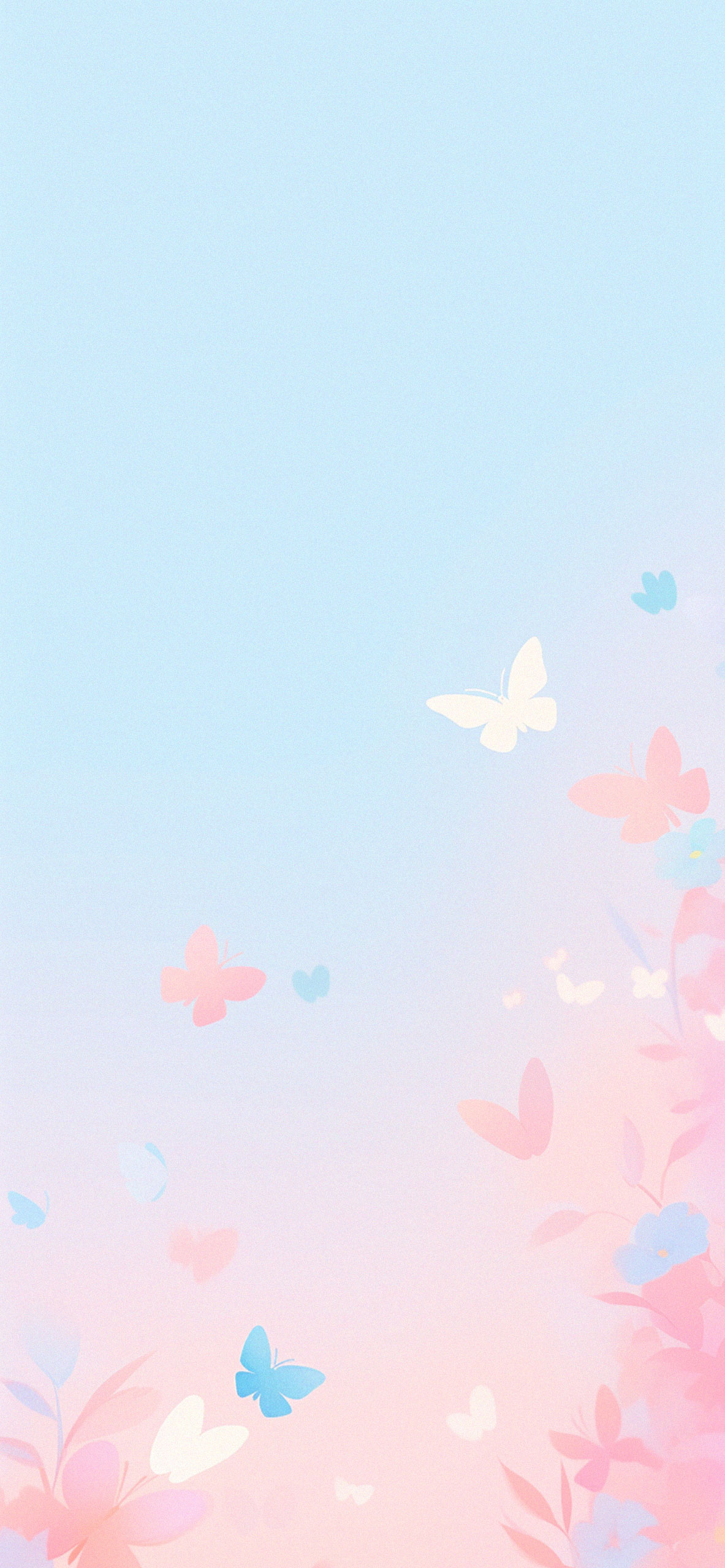 Butterflies Minimalist Blue & Pink Wallpaper