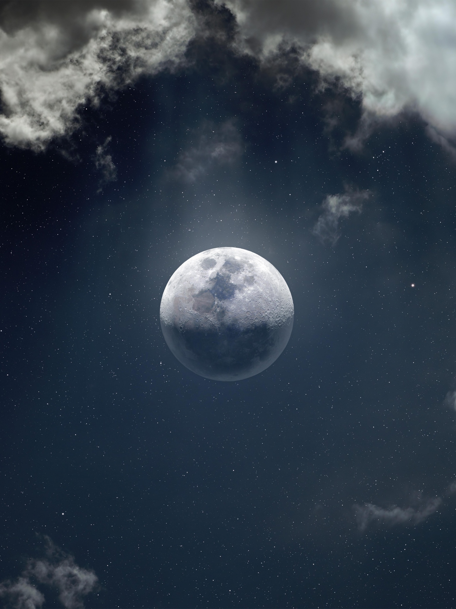 Moon Wallpaper 4K, 10K, Clouds, Stars, 5K, 8K