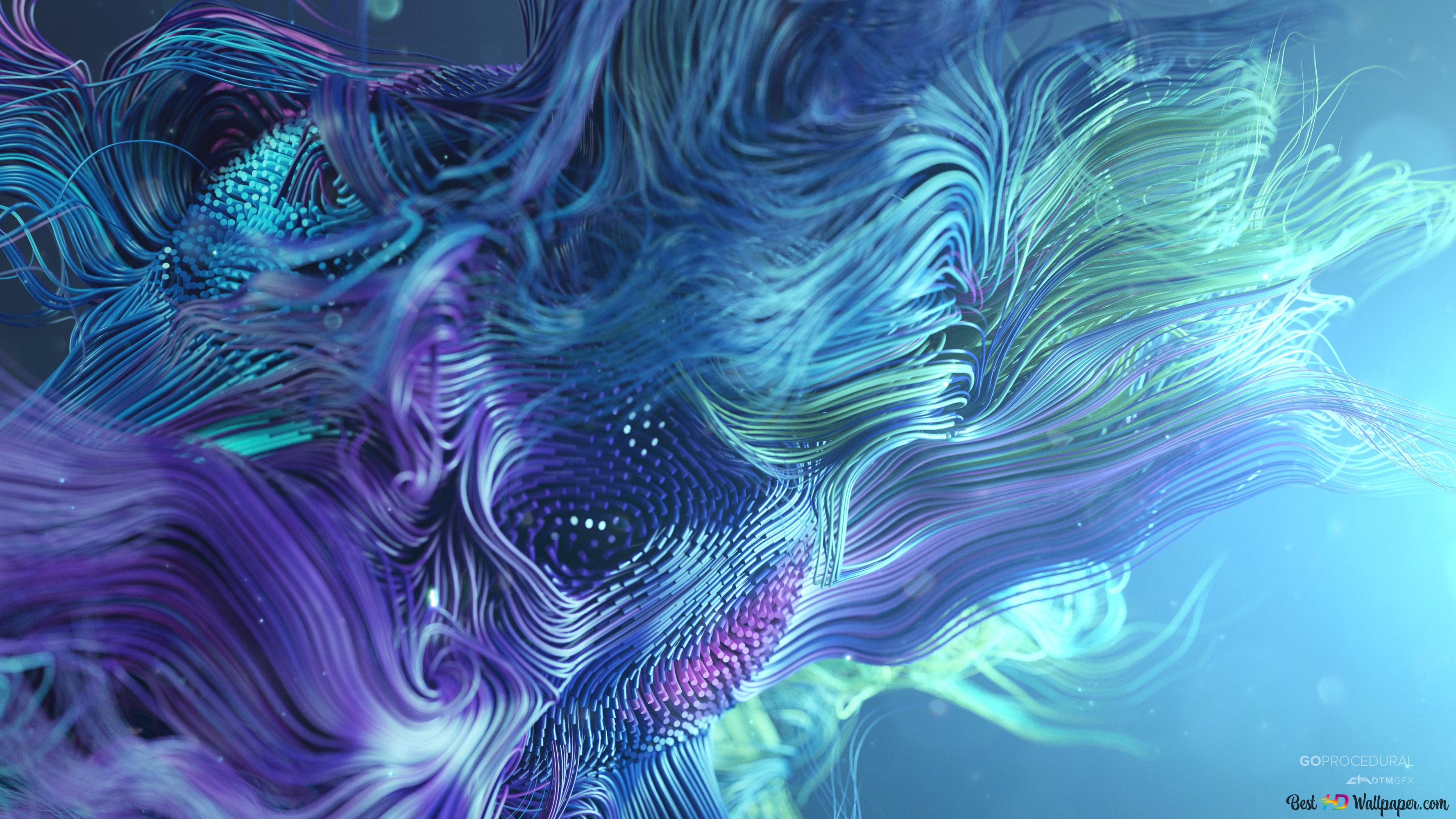 Waves of blue and purple 4K wallpaper download