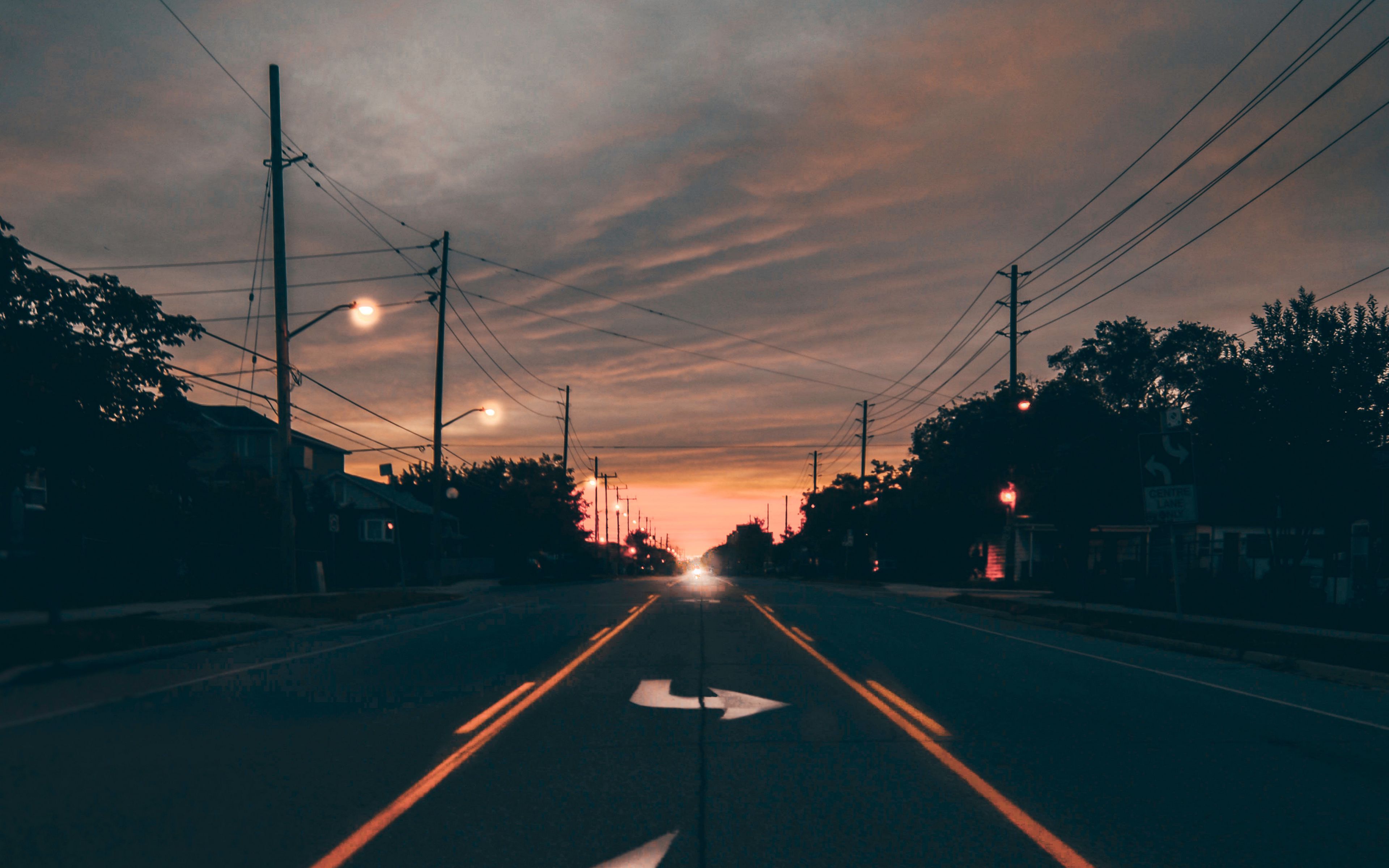 Download wallpaper 3840x2400 road, marking, night, signs 4k ultra HD 16:10 HD background