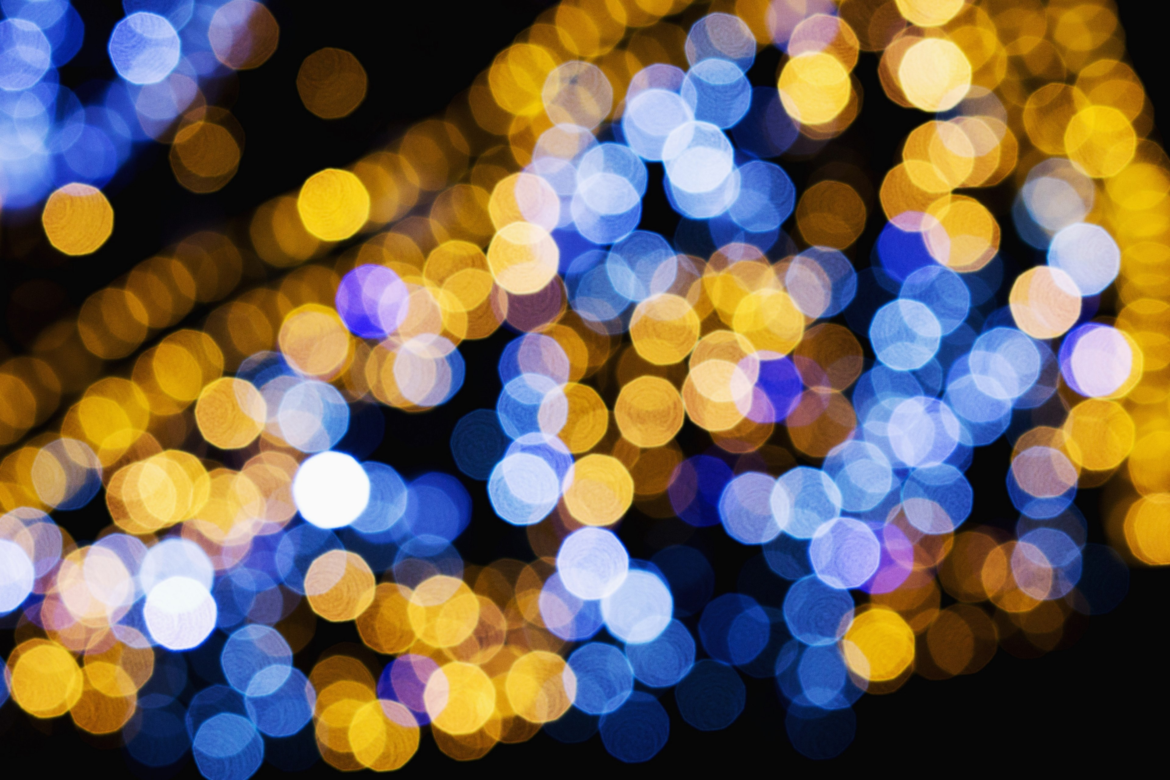 Wallpaper / lights bokeh gold and blue HD 4k wallpaper free download