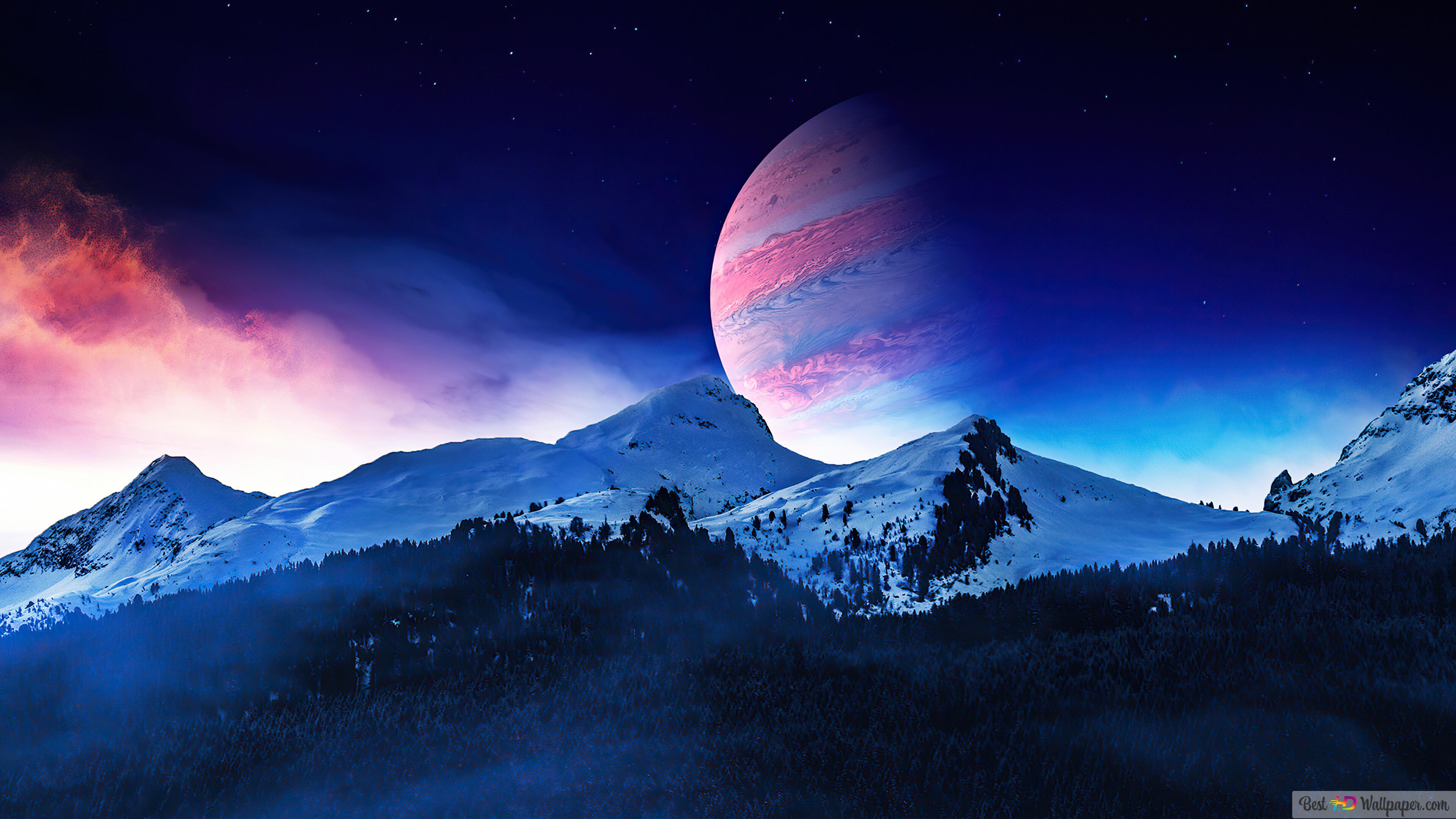 Mountain Night Scenery 4K wallpaper download