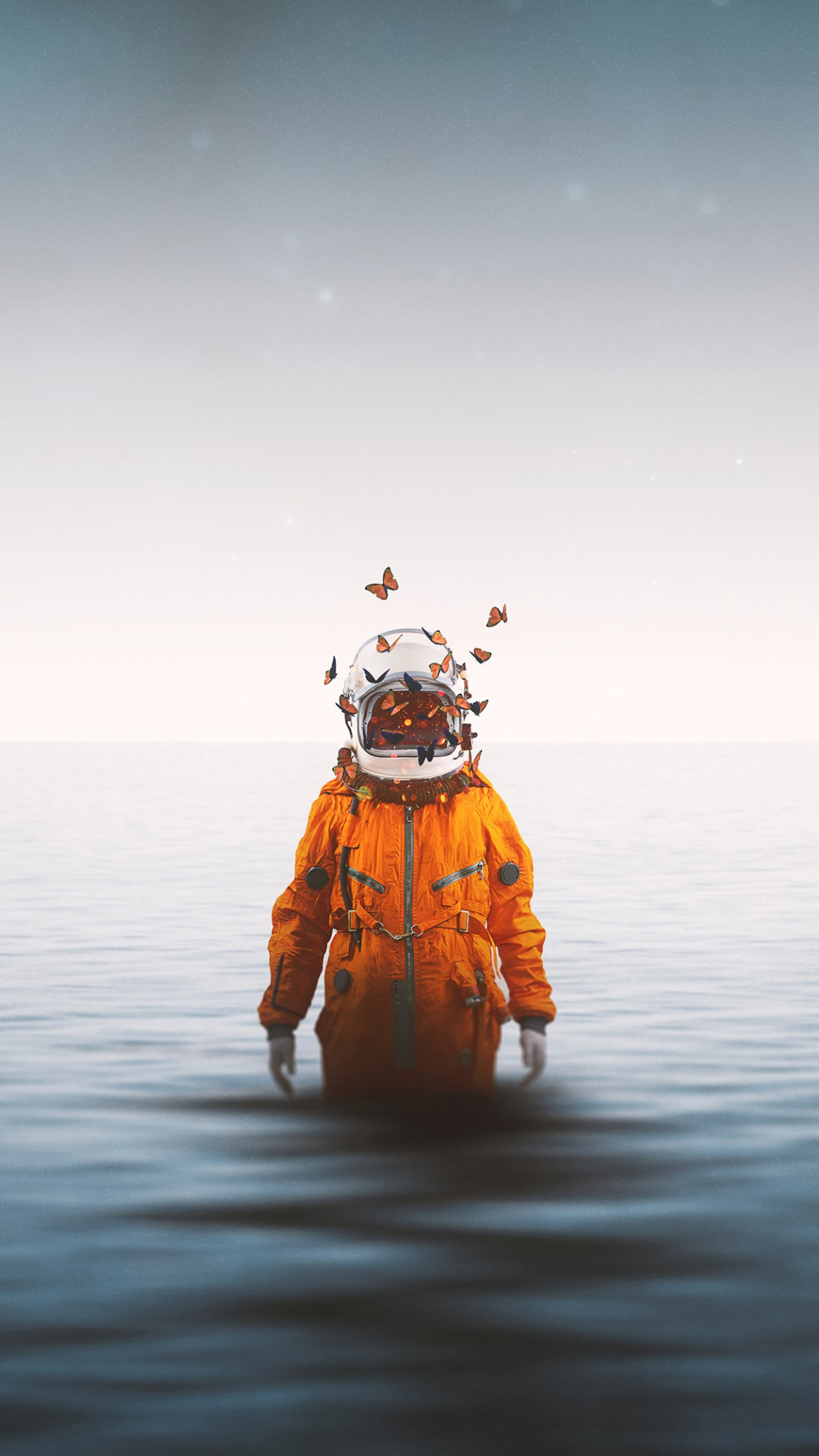 Astronaut, Butterflies, Digital Art, 4k Gallery HD Wallpaper