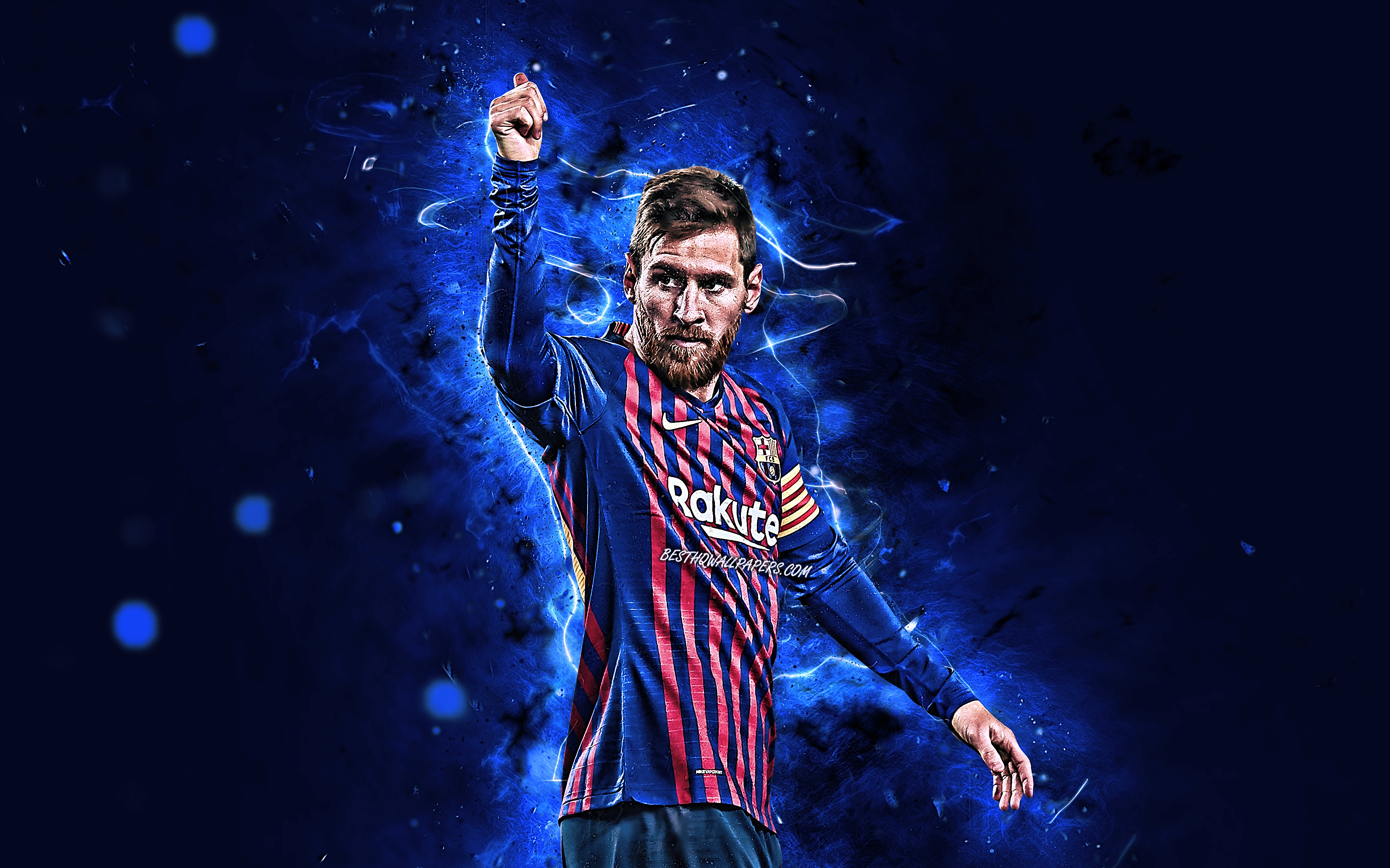 Download wallpaper 4k, Lionel Messi, thumb up, Barcelona FC, football stars, FCB, Messi, soccer, Lionel Messi 4K, Barca, Leo Messi, argentinian footballers, Spain for desktop with resolution 3840x2400. High Quality HD picture