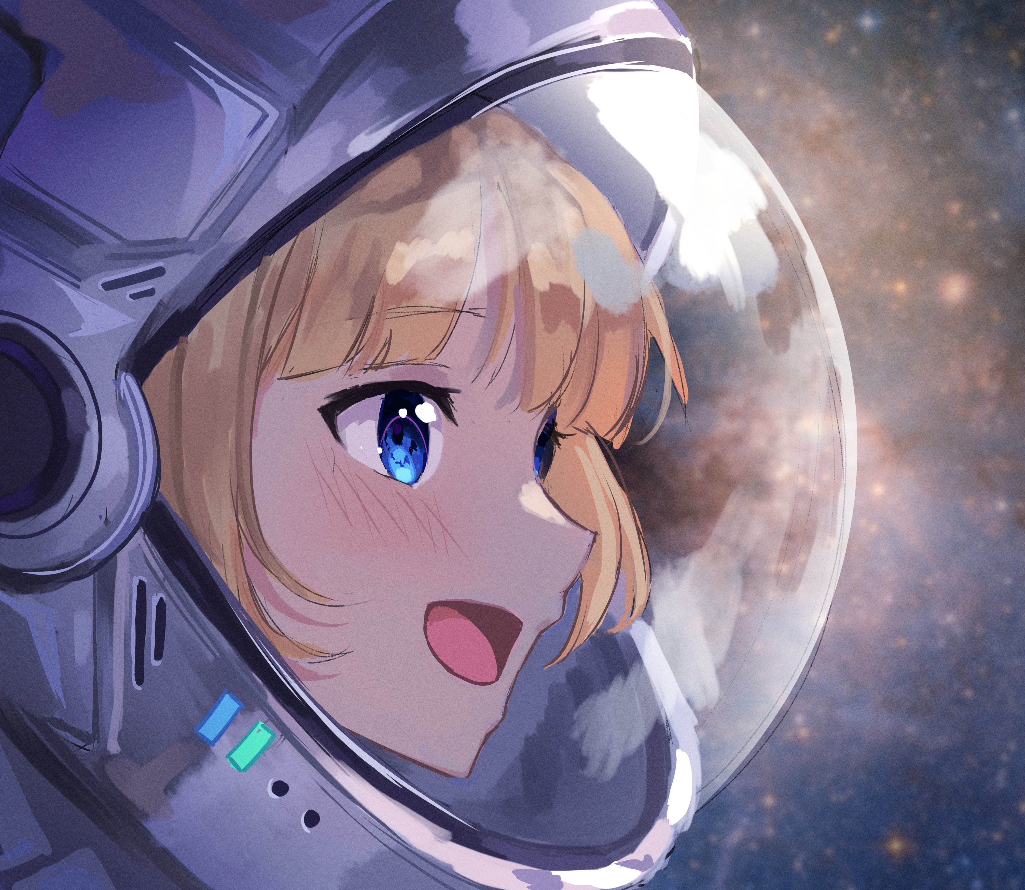 Wallpaper / 4K, Watson Amelia, Hololive, anime girls, blue eyes, smiling, space suit free download
