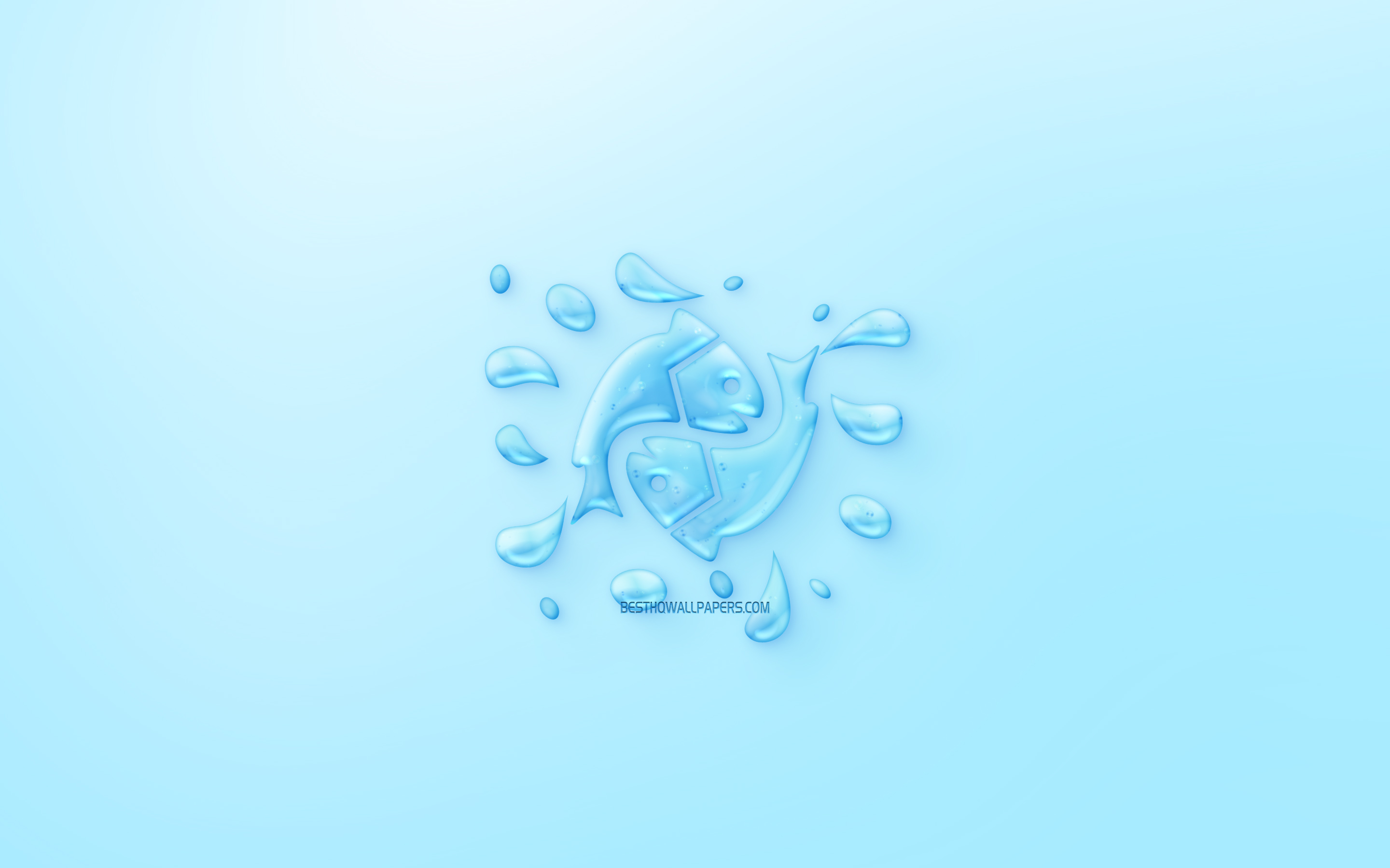 Download wallpaper Pisces Zodiac Sign, horoscope signs, sign of water, Pisces Sign, astrological sign, Pisces, blue background, creative water art for desktop with resolution 2880x1800. High Quality HD picture wallpaper