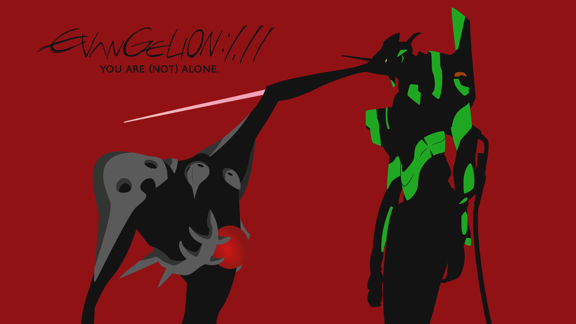 Wallpaper, illustration, anime, Neon Genesis Evangelion, silhouette, EVA Unit 01, Angel Evangelion, Sachiel Evangelion, Evangelion 1 0, ART, font, album cover 1920x1080