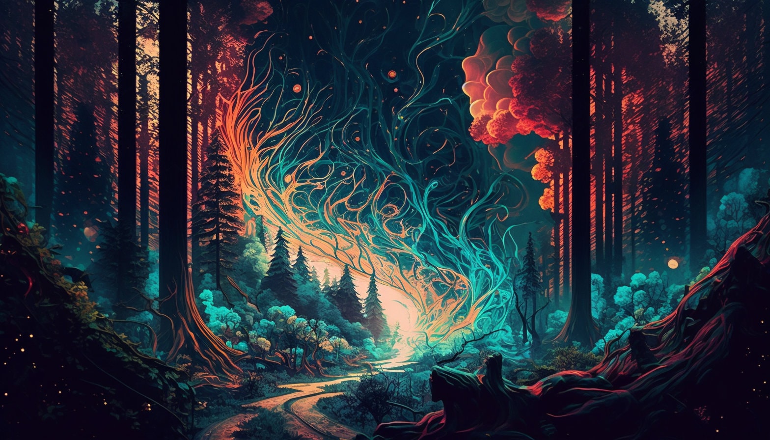Trippy Forest Wallpaper Psychedelic