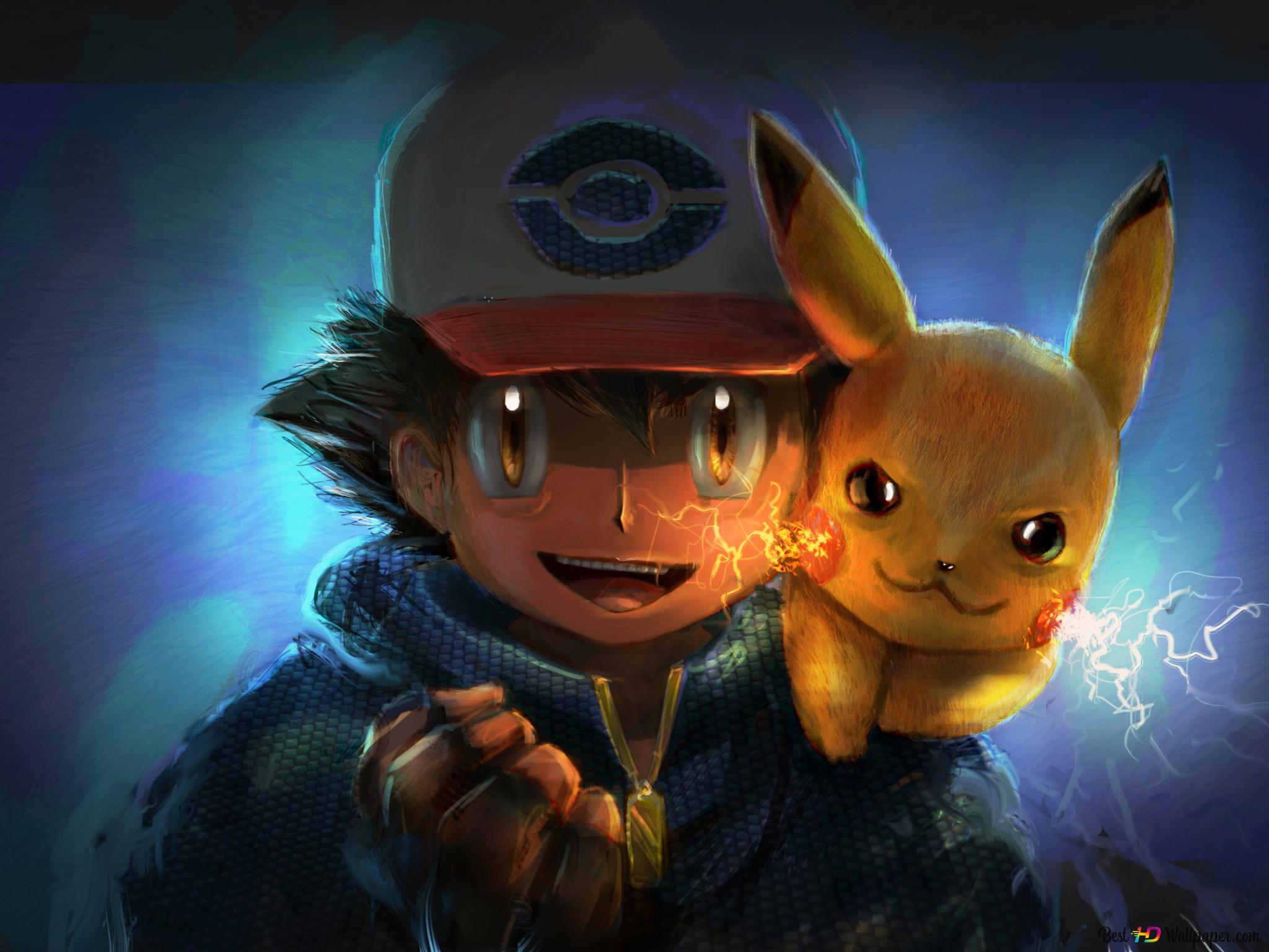 Pokemon Ketchum & Pikachu 4K wallpaper download
