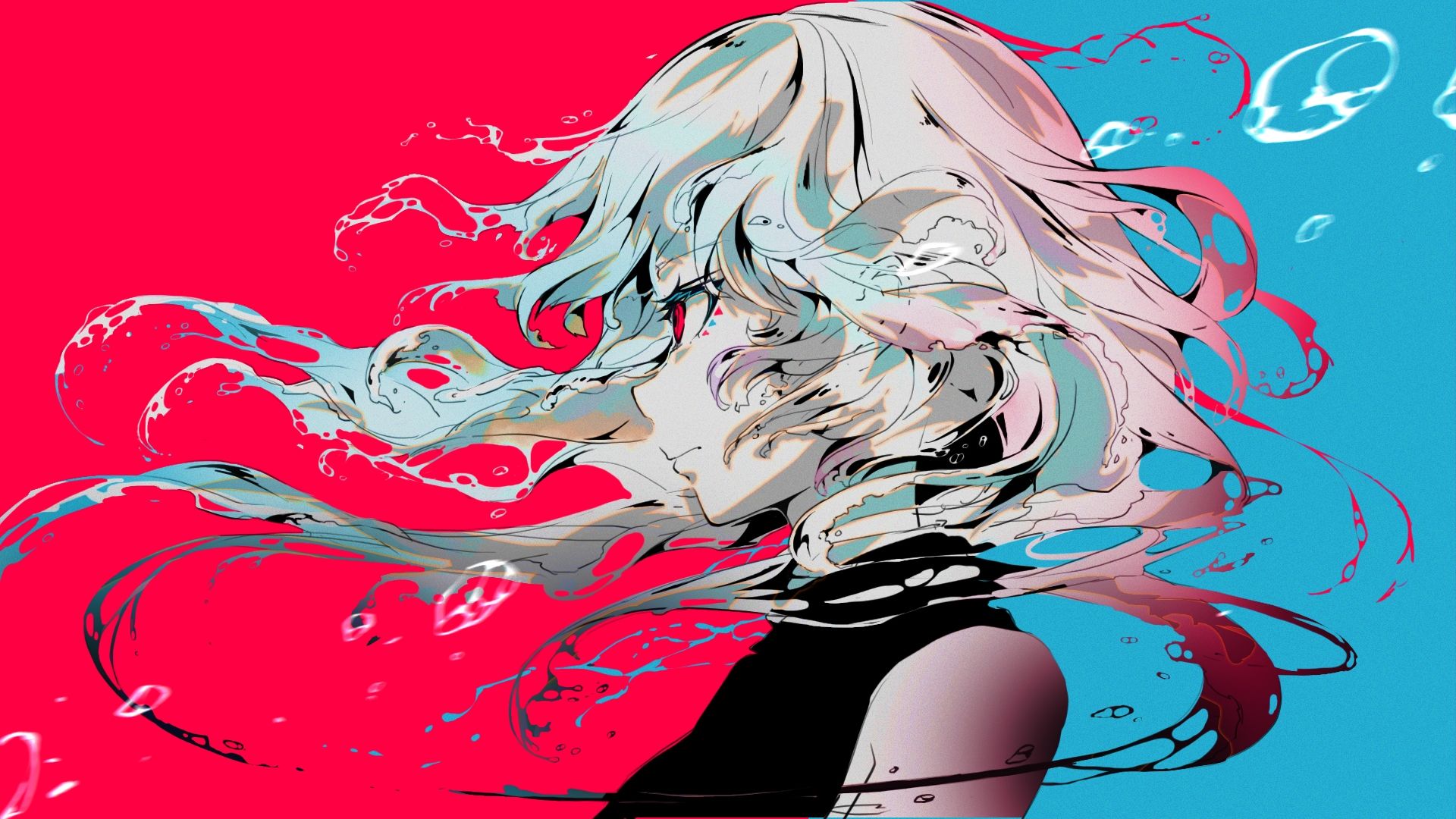 Red and Blue Anime Wallpaper