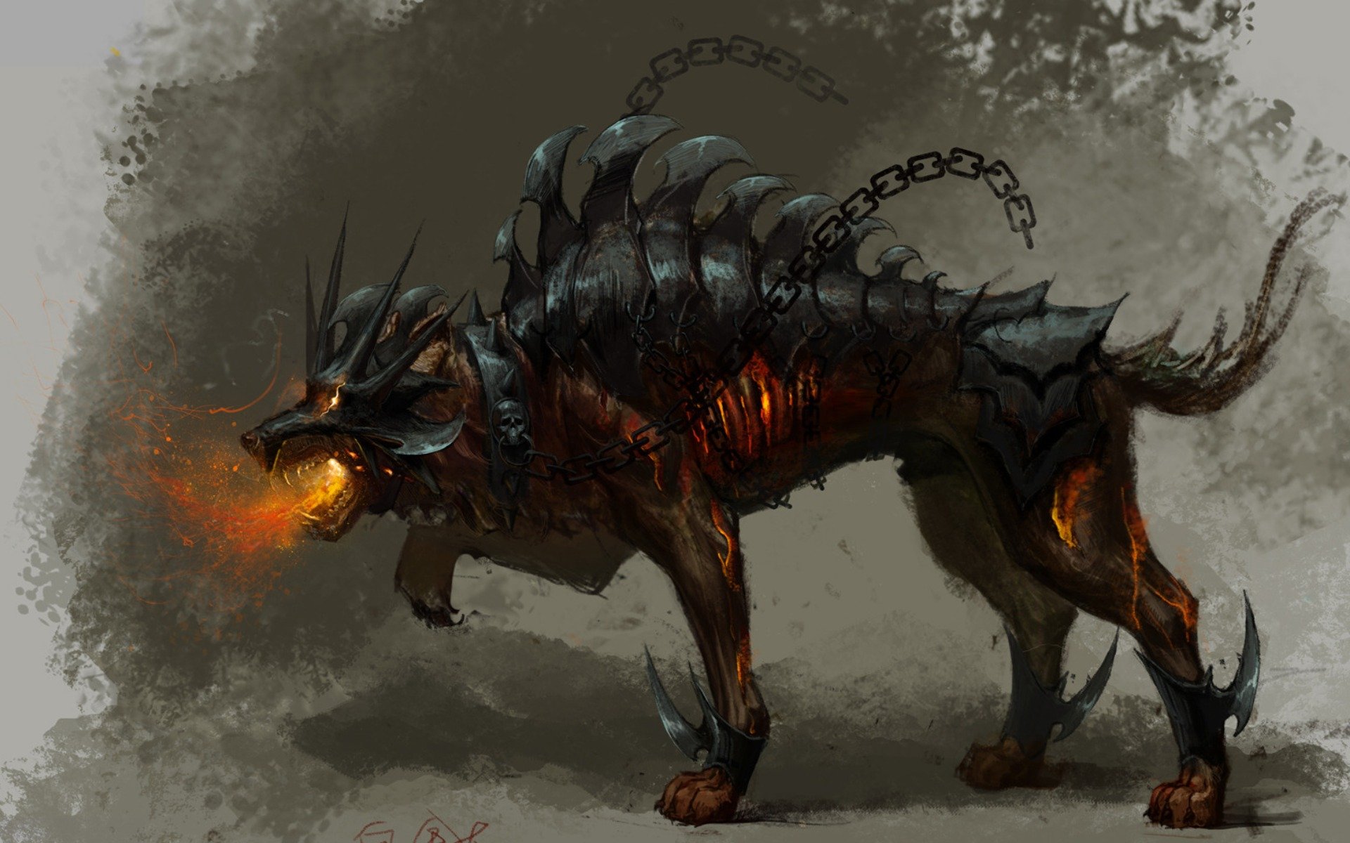 Wallpaper, 1920x1200 px, dark, demon, Devil, dog, fantasy, monster 1920x1200