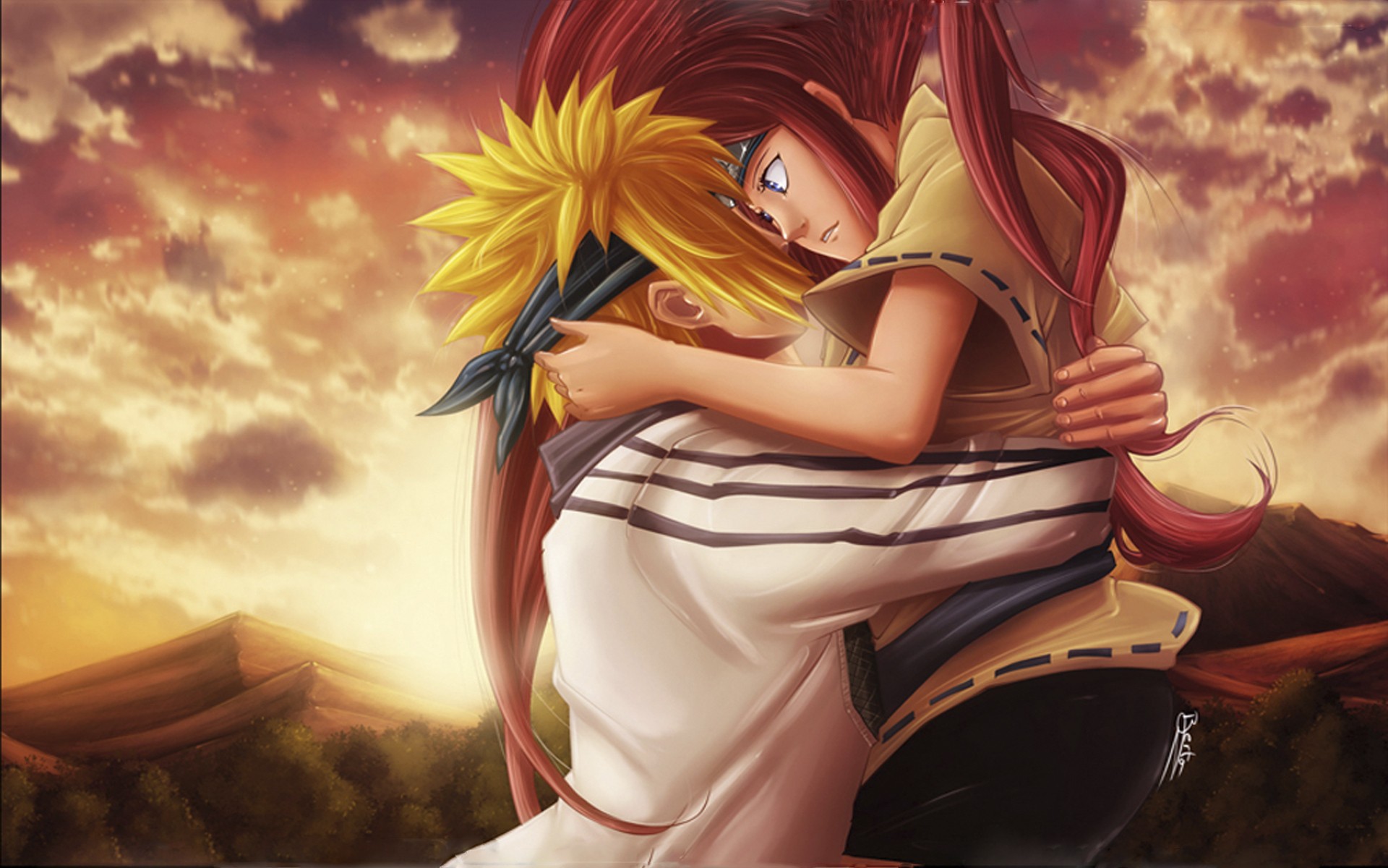 Wallpaper, illustration, anime girls, manga, Naruto Shippuuden, Namikaze Minato, mythology, lovers, Uzumaki Kushina, screenshot, computer wallpaper, woman warrior 1920x1200