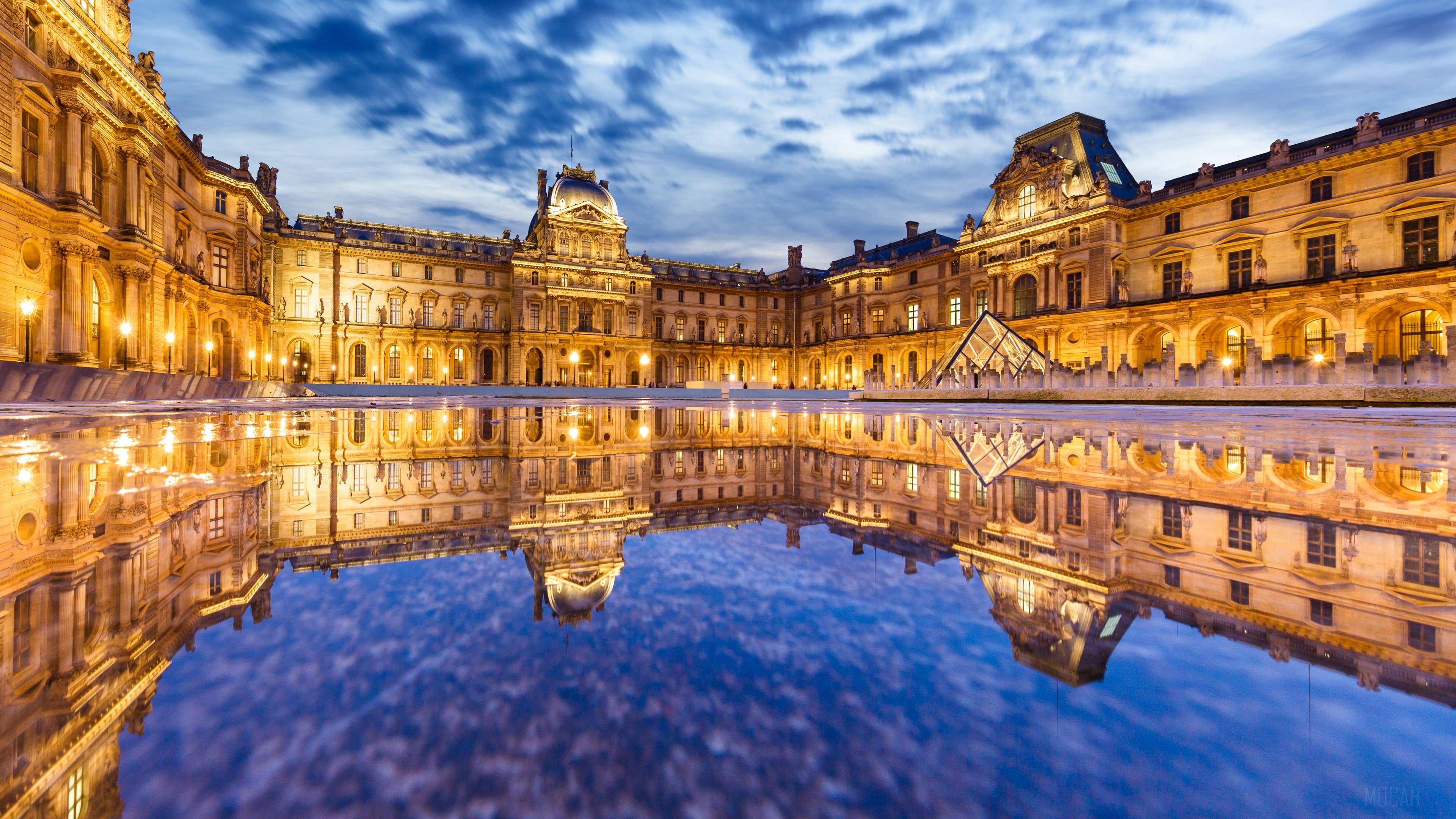 Architecture, France, Light, Monument, Museum, Night, Paris, Reflection, The Louvre 4k Gallery HD Wallpaper