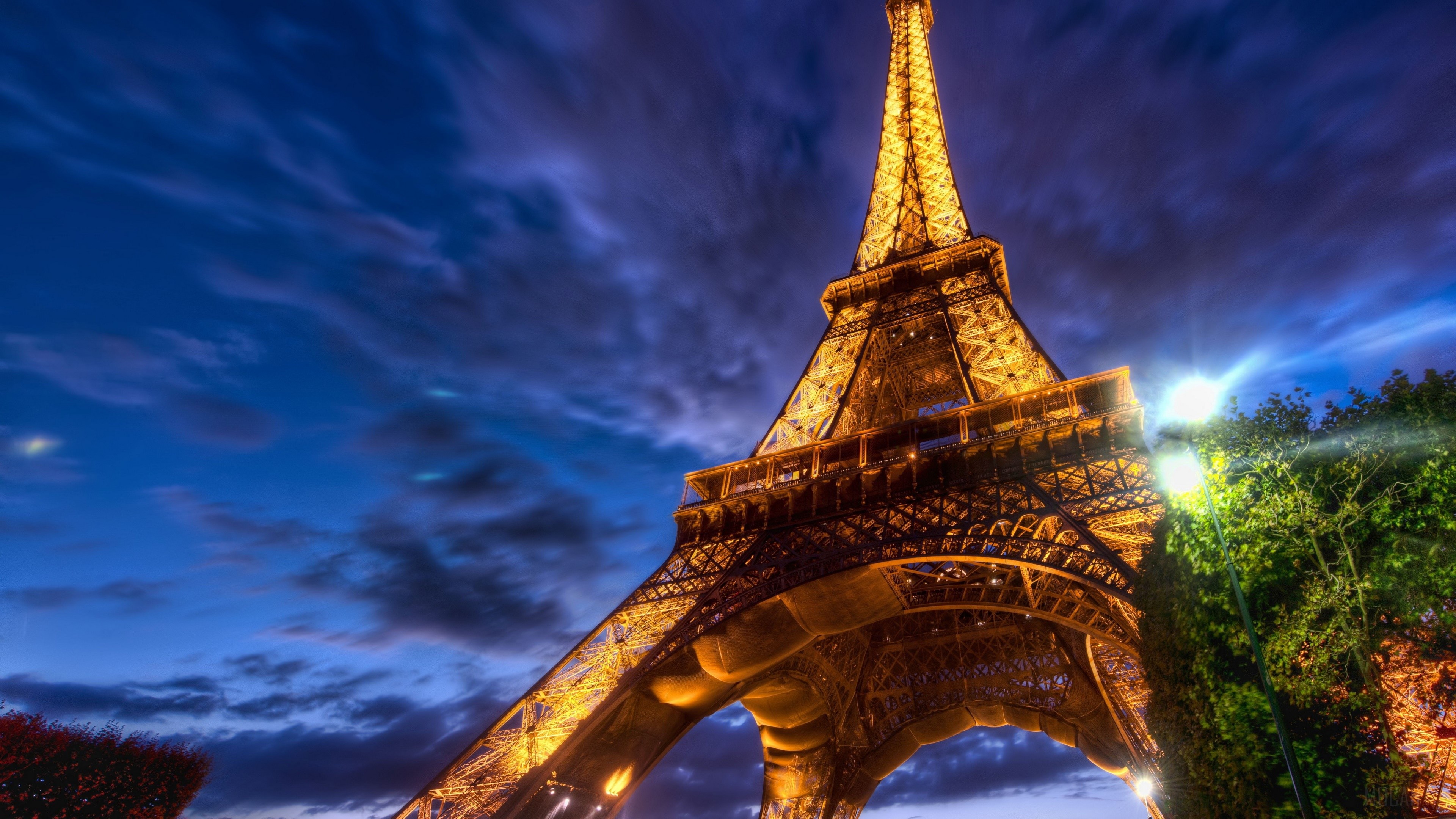 Eiffel Tower, France, Light, Monument, Night, Paris 4k Gallery HD Wallpaper