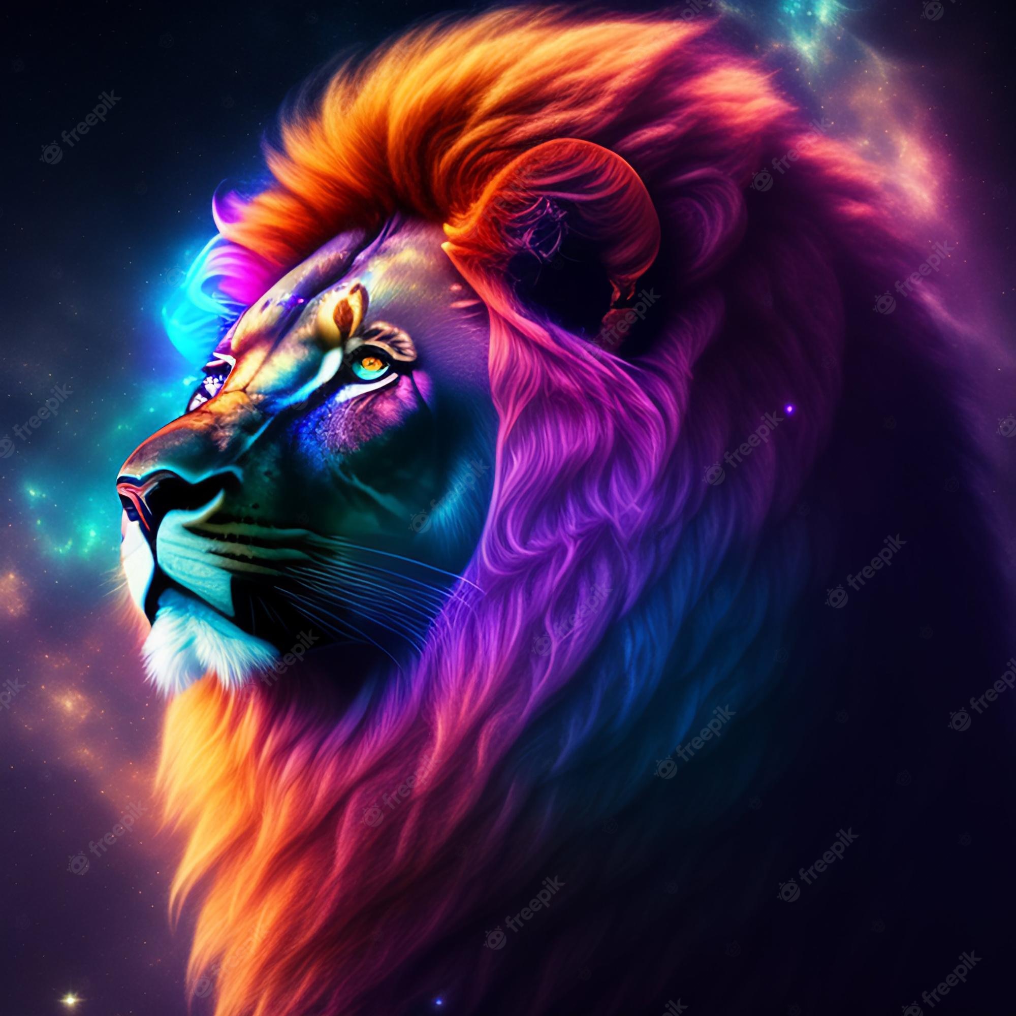 Neon Lion Image